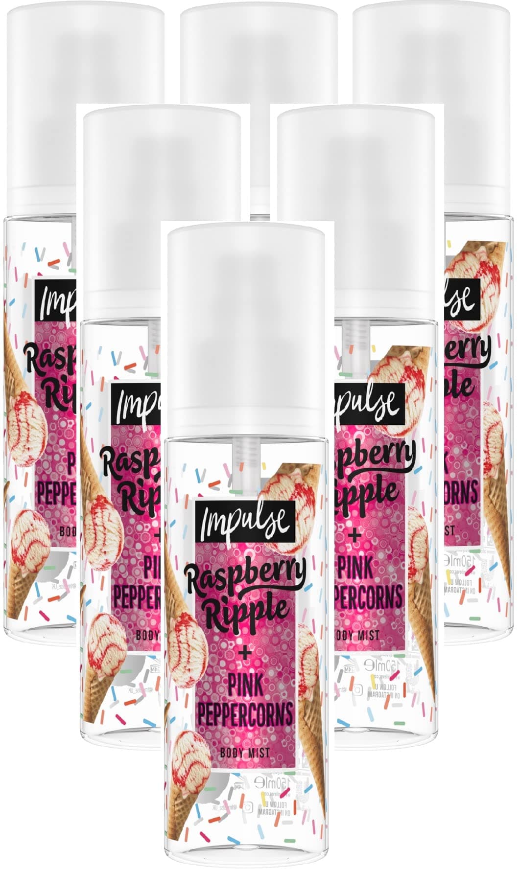 Impulse Raspberry Ripple + Pink Peppercorns Body Mist 6 x 150 ml