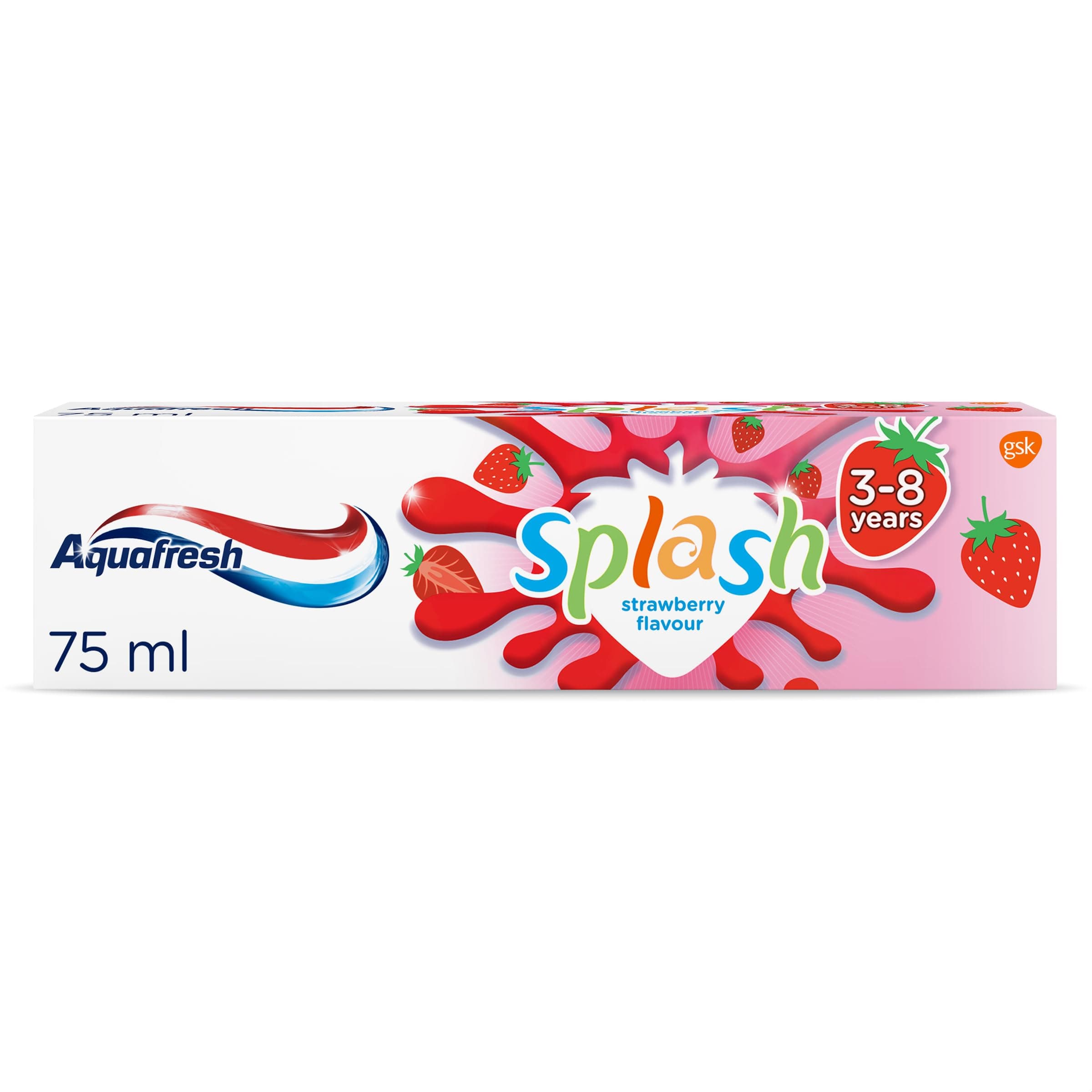 Aquafresh Splash Toothpaste 3-8 years, Kids toothpaste, Strawberry Flavour toothpaste, 75 ml
