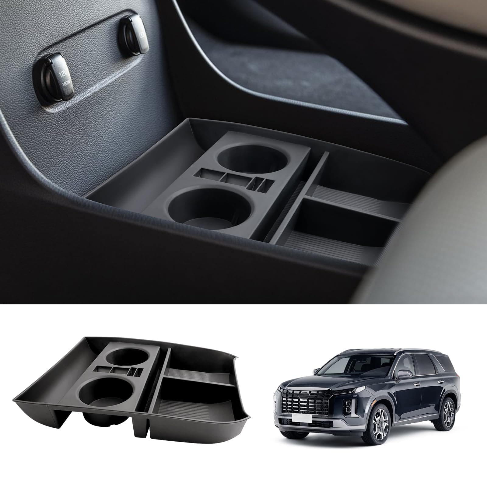 2025 Palisade Lower Console Organizer for 2020 2021 2022 2023 2024 2025 Hyundai Palisade SE/SEL/XRT/Limited/Calligraphy Under Armrest Organizer Insert Tray w/Cup Holder 2025 Palisade Accessories