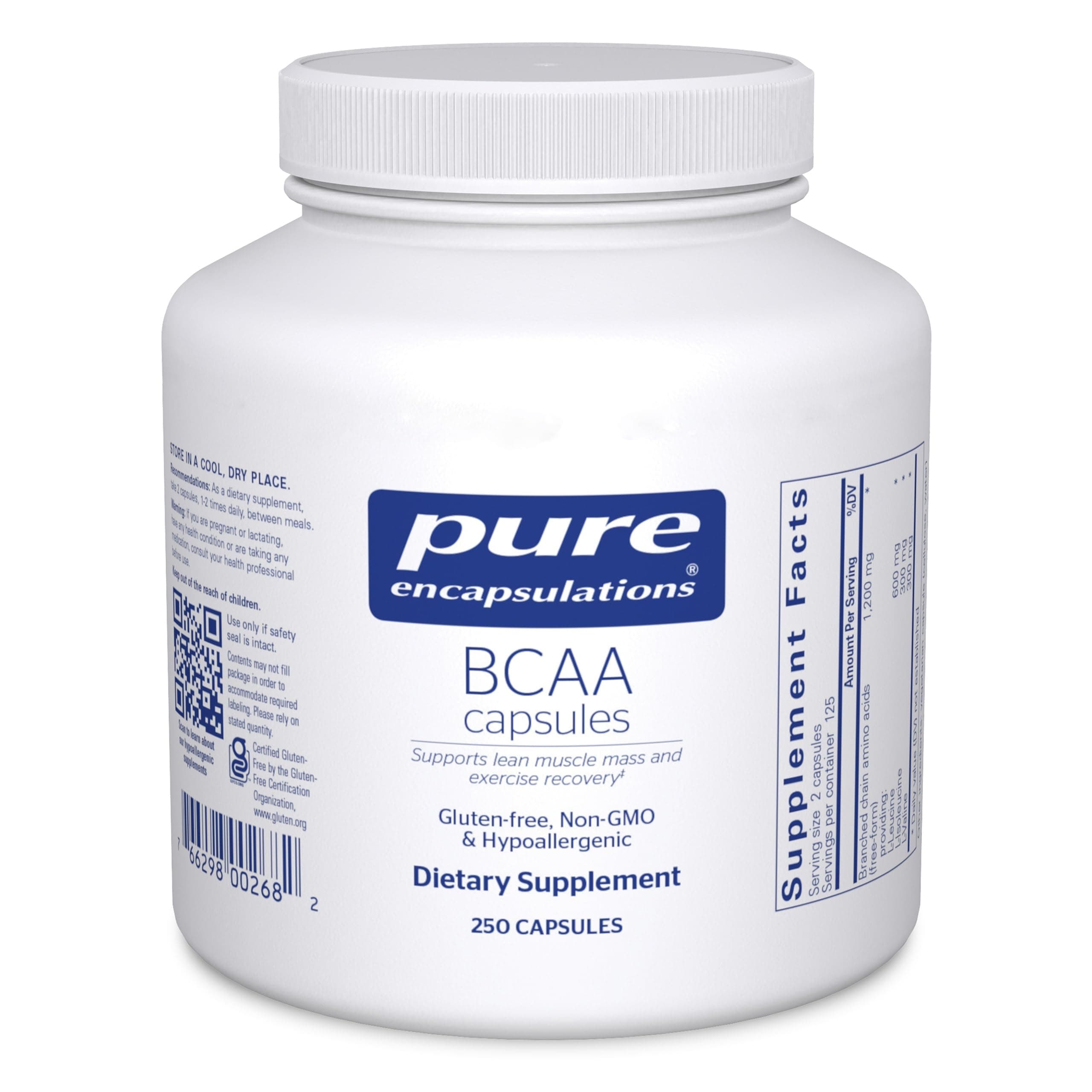 Pure Encapsulations BCAA Capsules | Hypoallergenic Supplement to Support Muscle Function During Exercise* | 250 Capsules