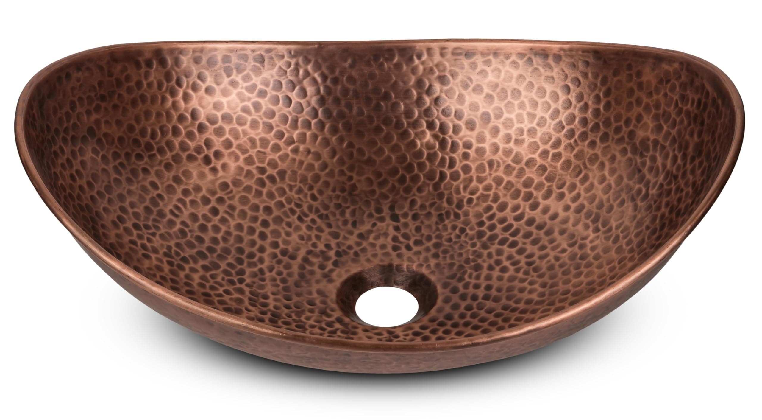 Monarch Abode Bathroom Sink – 19-Inch Harbor Vessel Bathrooms Countertop Sink, Bathroom Vessel Sinks, Above Counter Hand Hammered Pure Copper Bath Sinks for Restroom Vanity or Powder Room