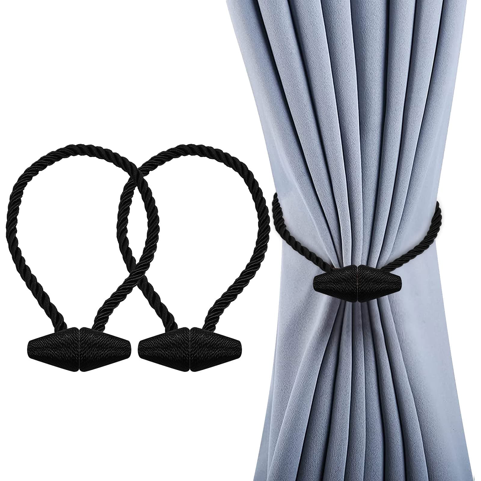 Hion Magnetic Curtain Tiebacks Black