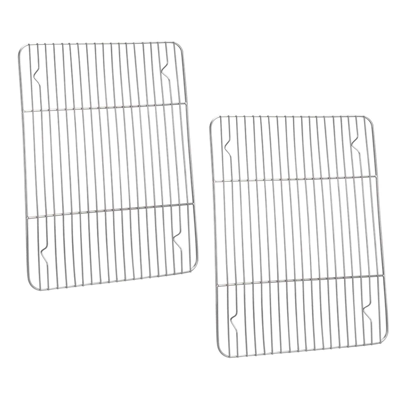 P&P CHEF Cooling Baking Rack Pack of 2, Stainless Steel Cooling Racks for Cooking Baking Roasting Grilling Drying, Dense Wires & Smooth Edge, Easy to clean, Silver, 11.6" x 9"