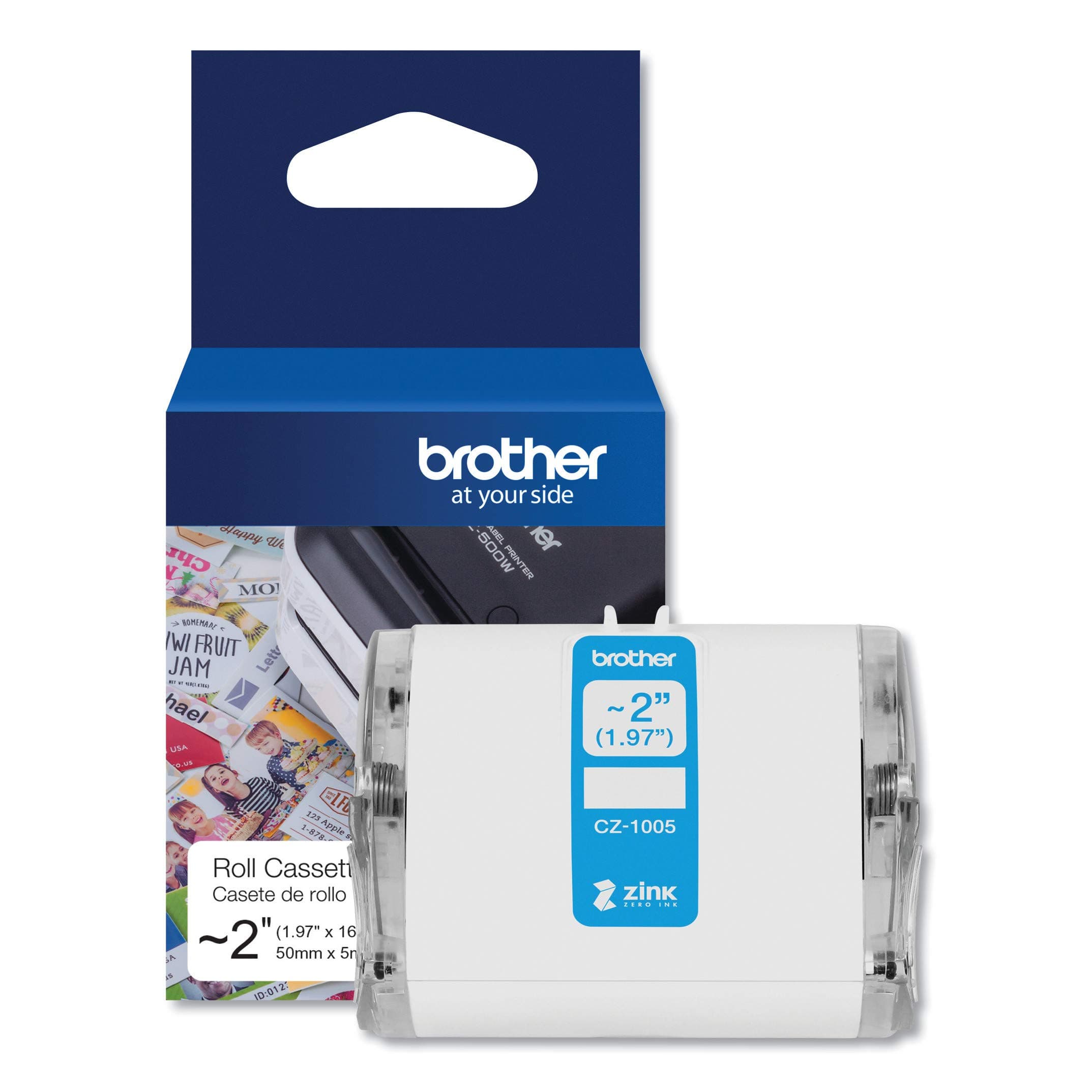 Brother CZ-1005 Zero-Ink Roll Cassette, Continuous Length, 50 mm (W) x 5 m (L), Brother Genuine Supplies, White