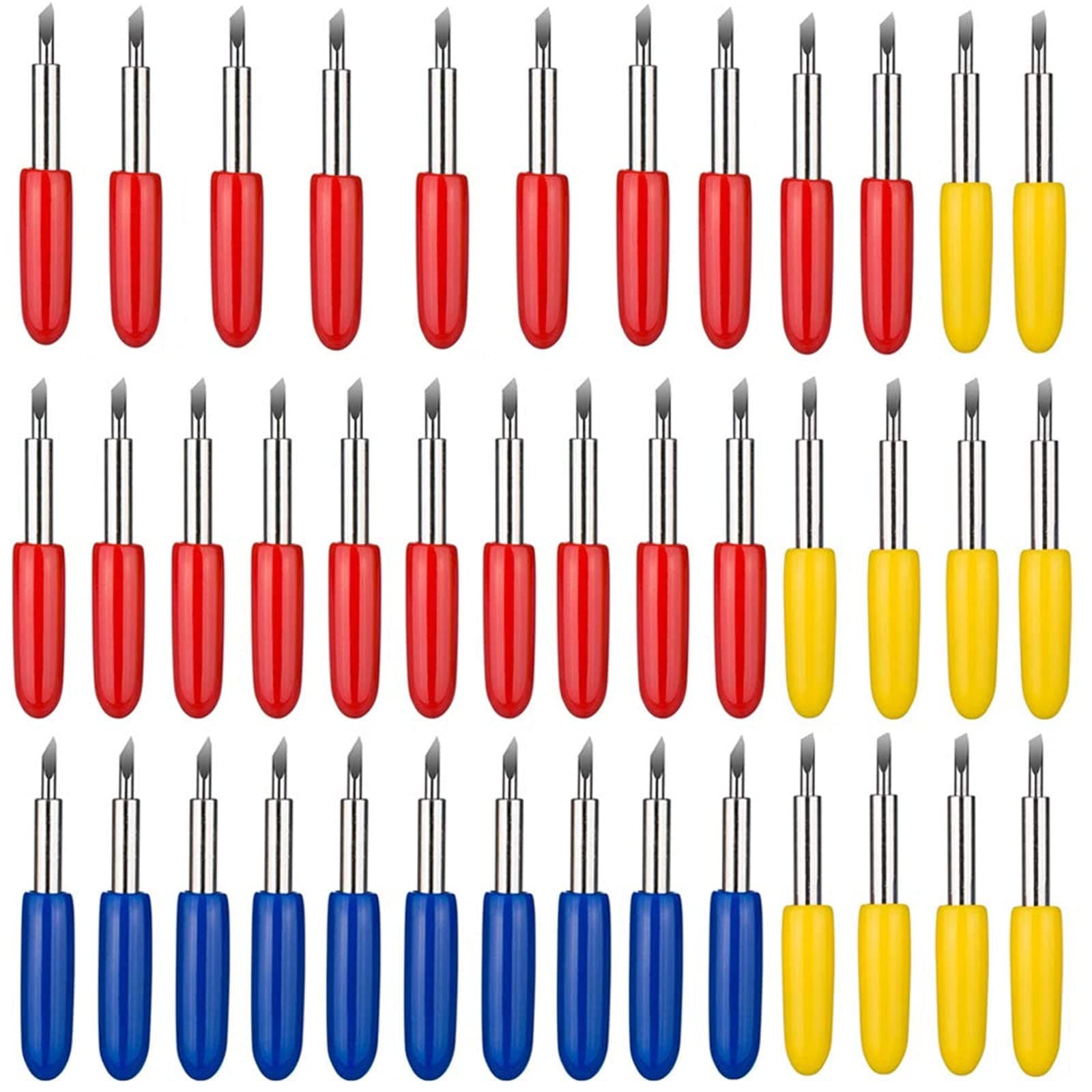 Youngneer 40PCS Cricut Blade for Explore Air 2 Air Maker Expression 20 PCS 45° Five Point + 10 PCS 30° Shallow Cut + 10 PCS 60° Deep Cut Vinyl Fabric Cricut Knife Cutting Blades Replacement