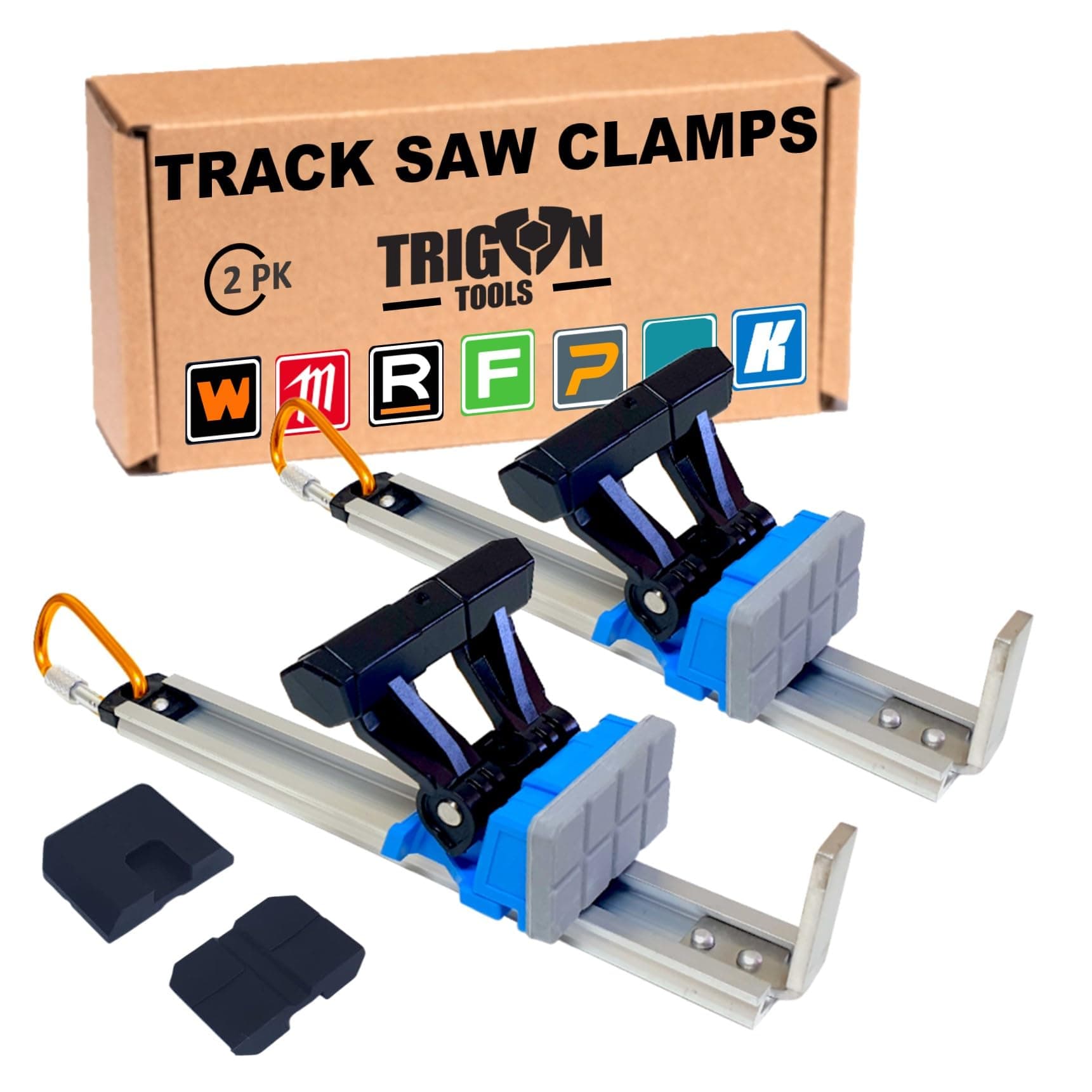 Quick Release Track Saw Clamp, Clamps for Circular Saw Guide Rail Clamp, Track Clamps for - Plunge Saw, Track Saw Guide, Track Saw Accessories, T Track Hold Down Clamp, Tracksaw Track Extension | 2PK