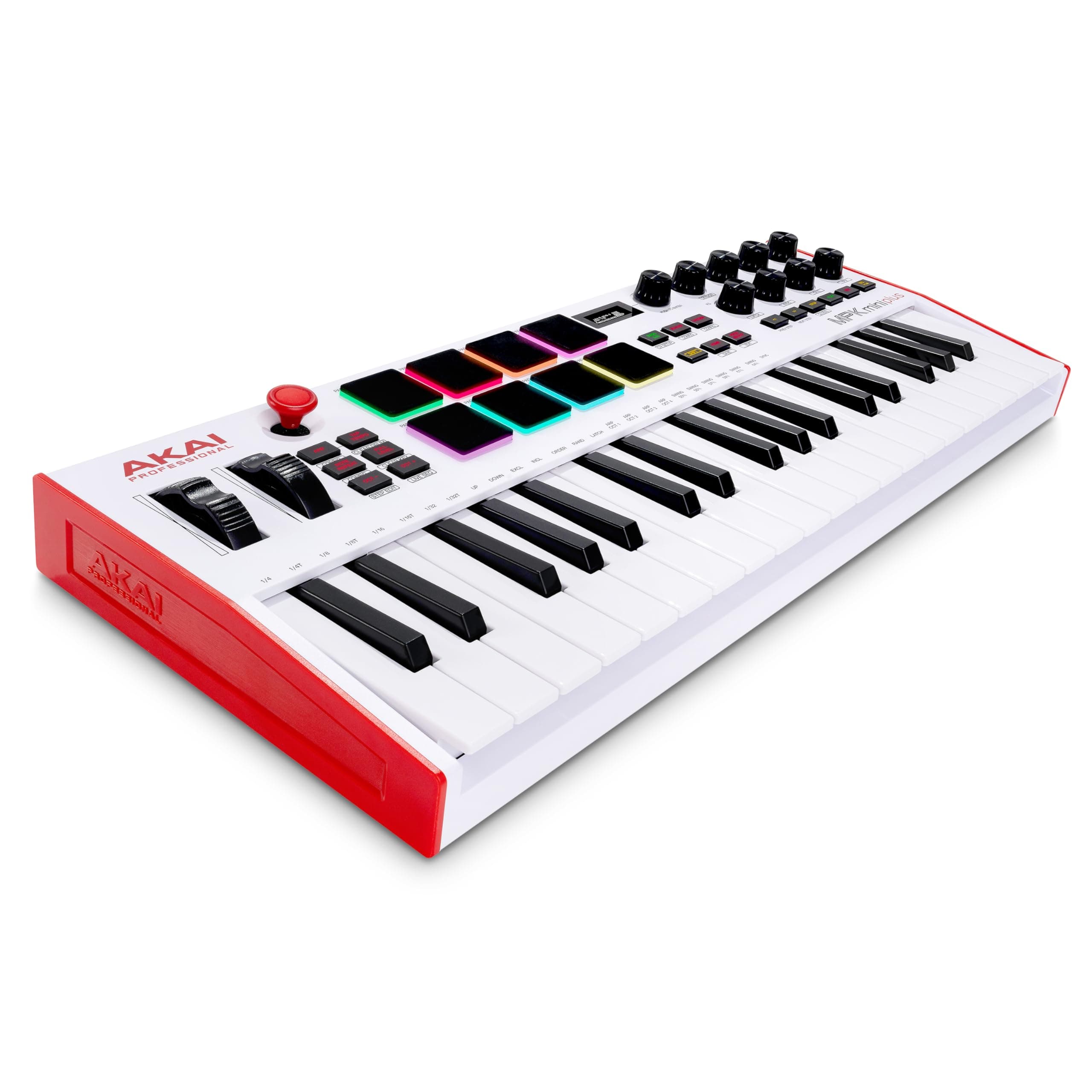 AKAI Professional MPK Mini Plus - 37 Keys USB MIDI Keyboard Controller with 8 RGB MPC Pads, Rotary Controls and Music Production Software for PC and Mac, White