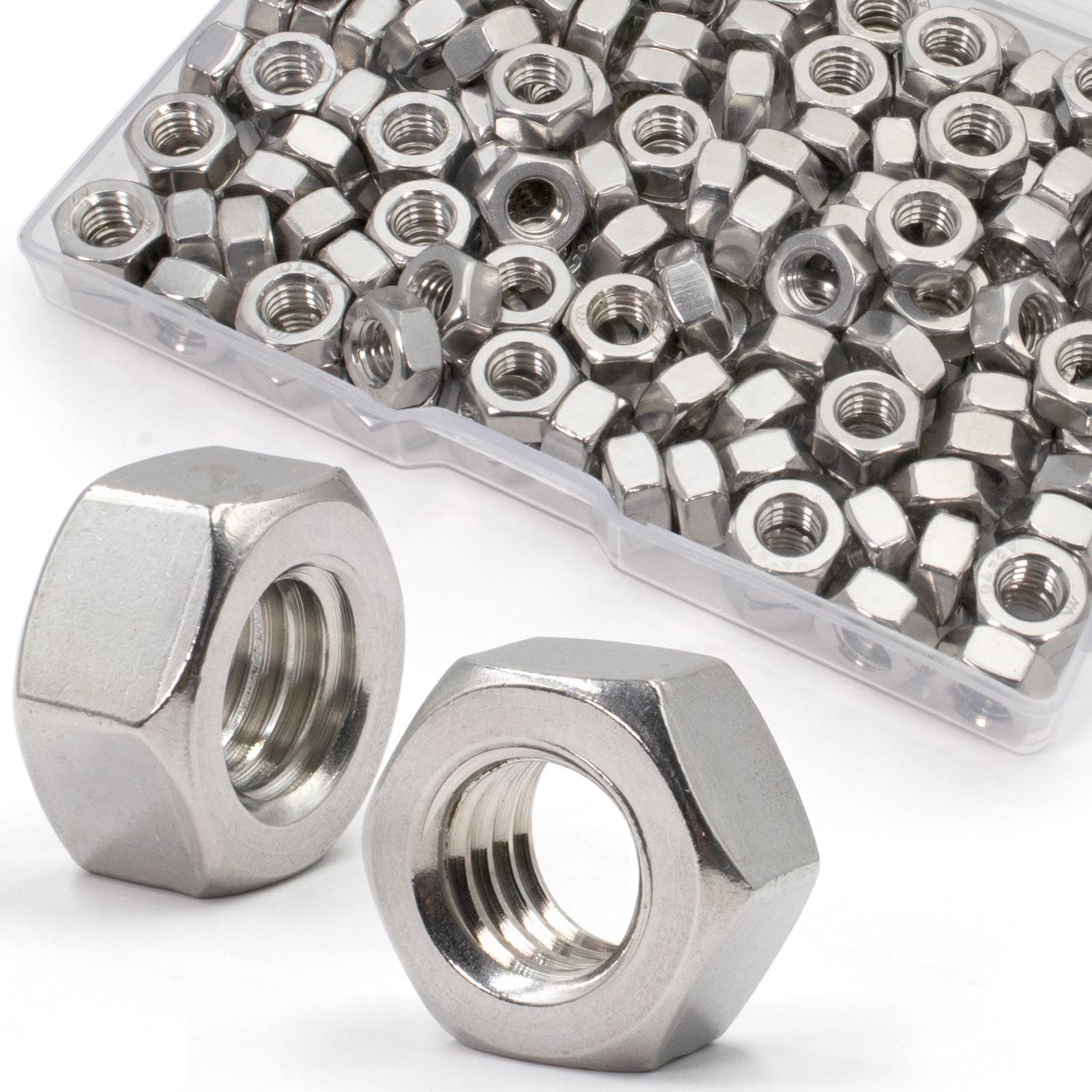 ZQZ M6-1.0mm Hex Nuts,150 Pack 304 (A2-70) Stainless Steel Hardware Nuts,Standard Metric Coarse Thread Nuts