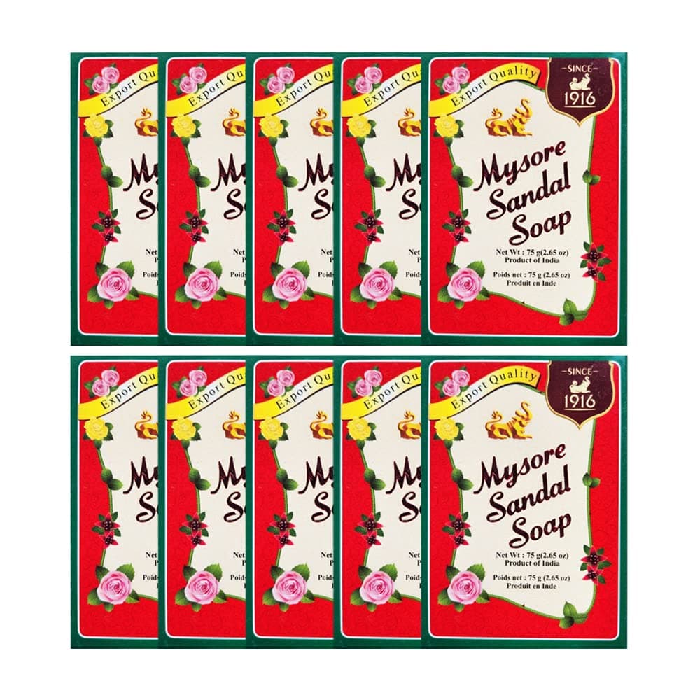 Mysore Sandal Soaps Pack of 10 (75 gr. Bars)