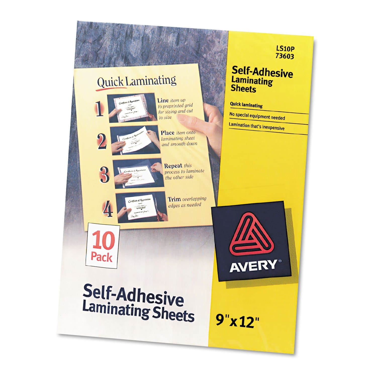 Clear Self-Adhesive Laminating Sheets, 3 mil, 9" x 12", Matte Clear, 10/Pack