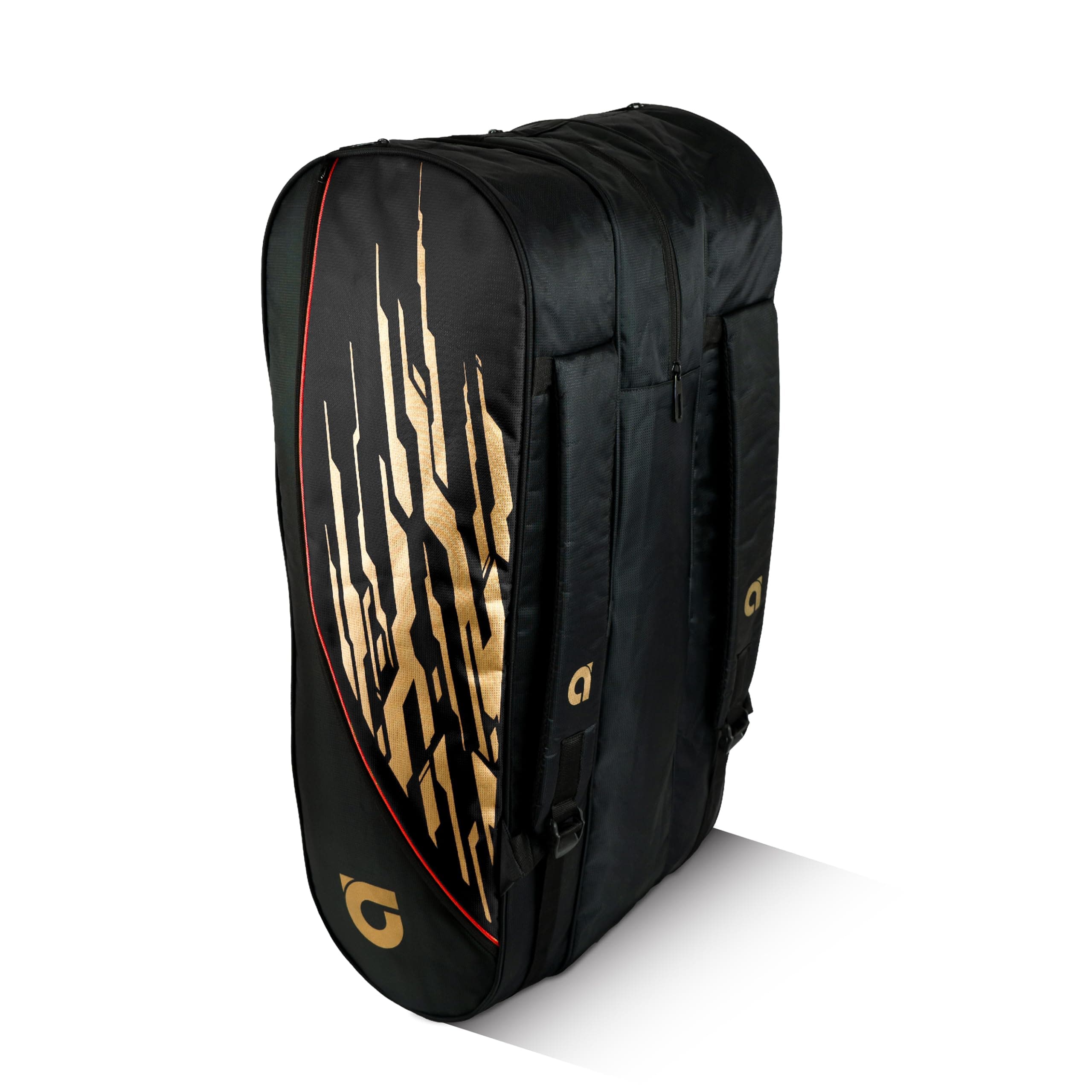 Apacs Master Smash Triple Zip Bag | Shoe Compartment | Front Pocket | Durable Interior Fabric | Professional Badminton Bag (Black)