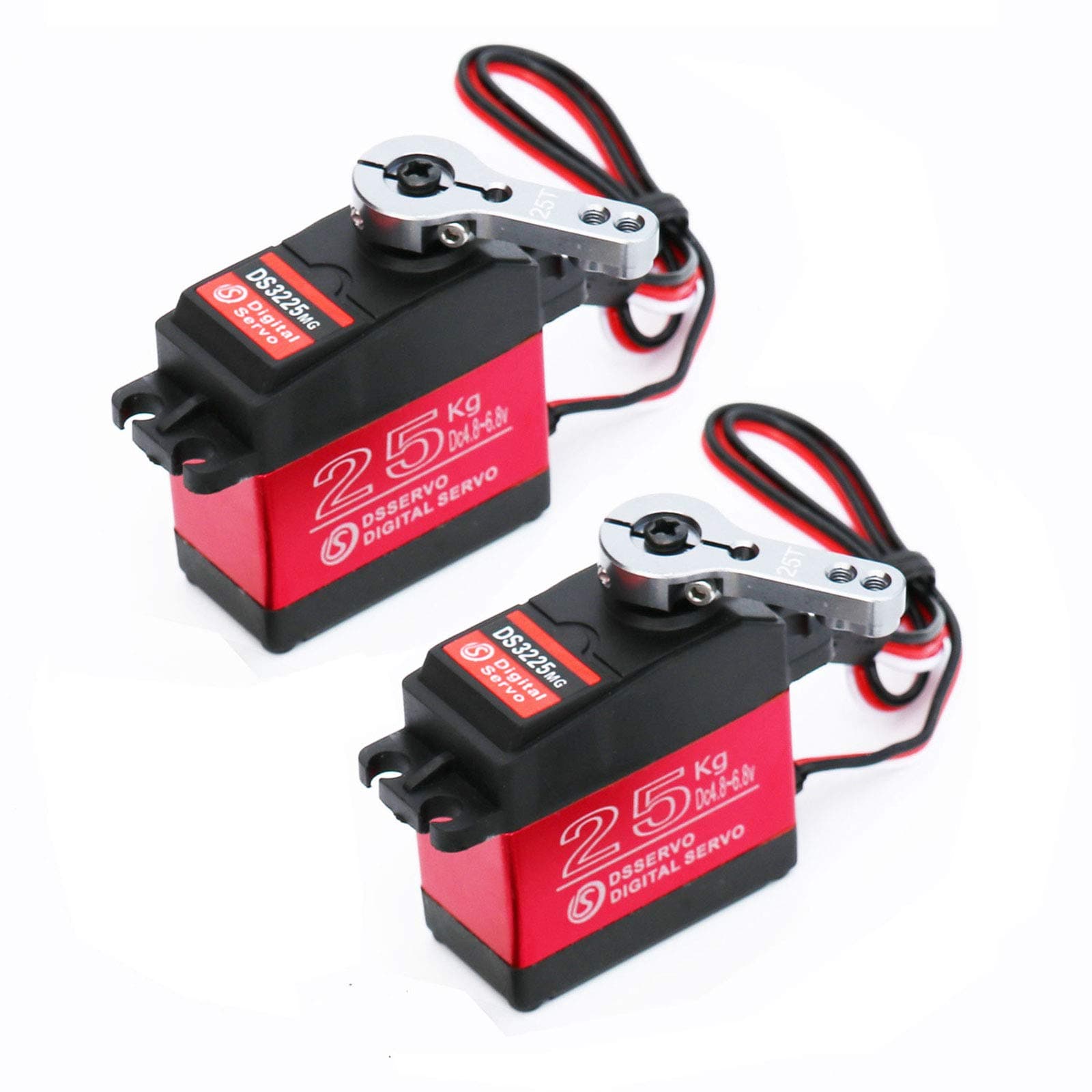 2Pack 25KG High Torque RC Servo,Waterproof servo Compatible with 1/6,1/8, 1/10, 1/12 RC Car, Full Metal Gear Steering Servo with 25T Servo Horn(270°)