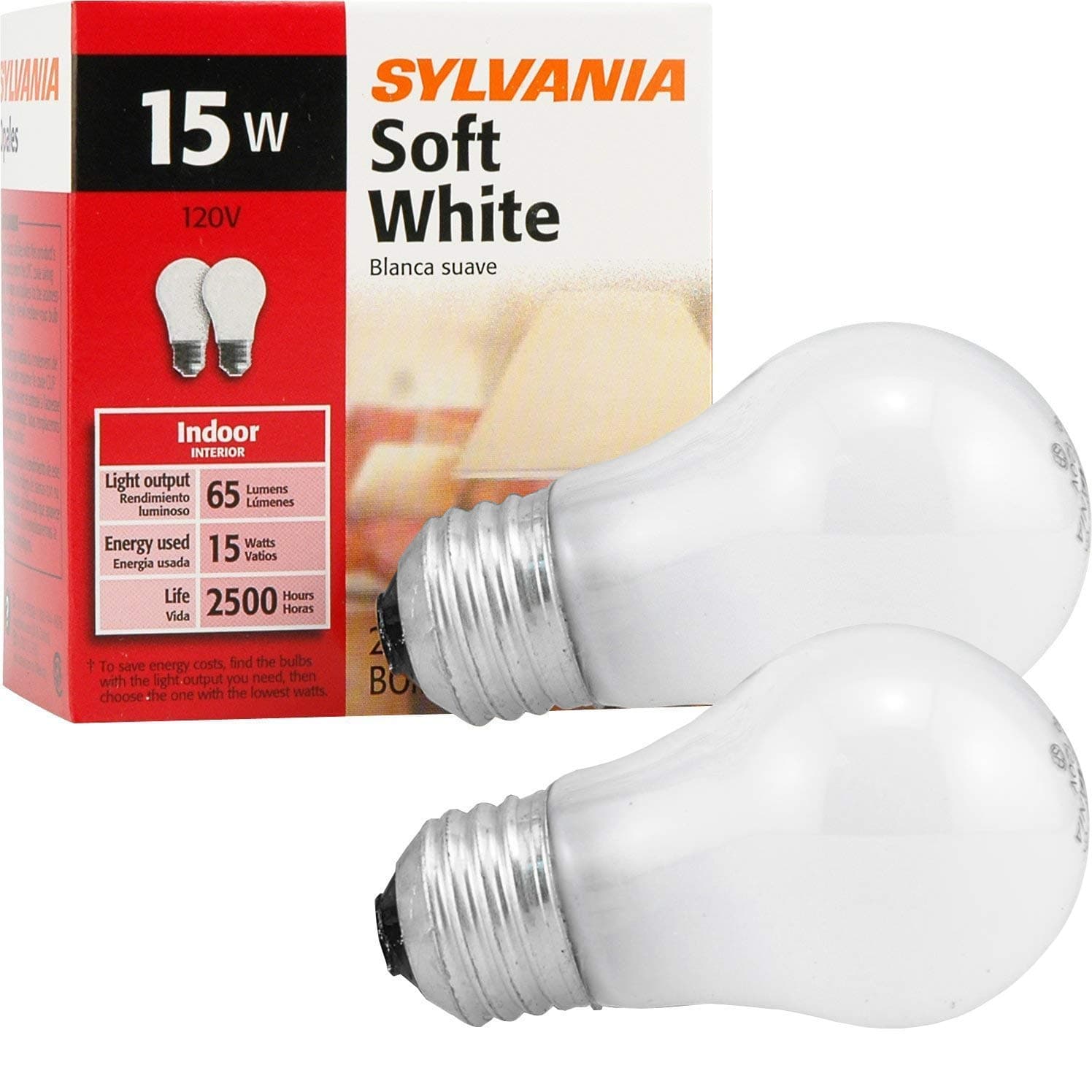 Soft White Incandescent A15 Bulb, Medium Base | 15 Watts/120 Volts | 2-Bulbs Per Pack (2-Bulbs Total)