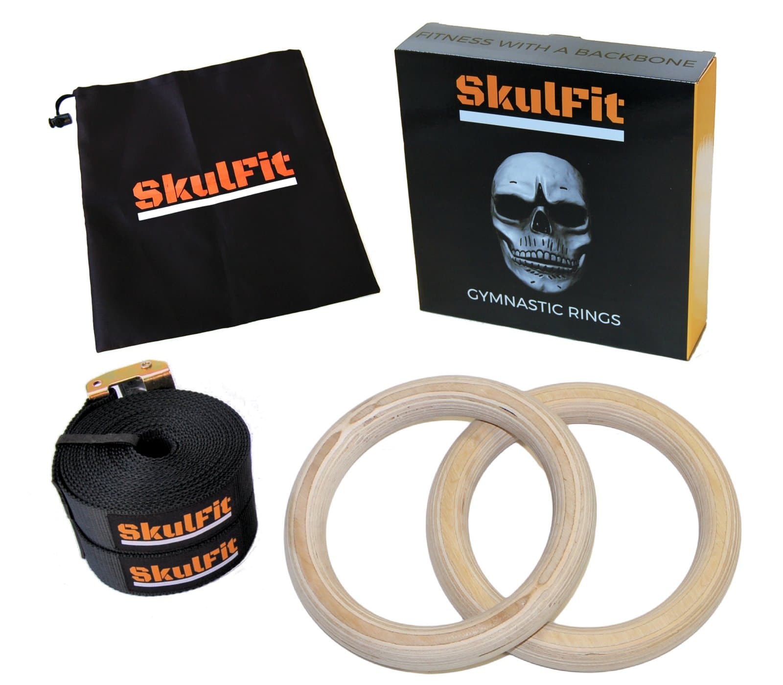 Gymnastic Rings, 2 Open Pore Birch Rings, 2 Extra Long Heavy Duty Straps, Carry Bag, Meal Plan, and FREE Online Workout Tutorials