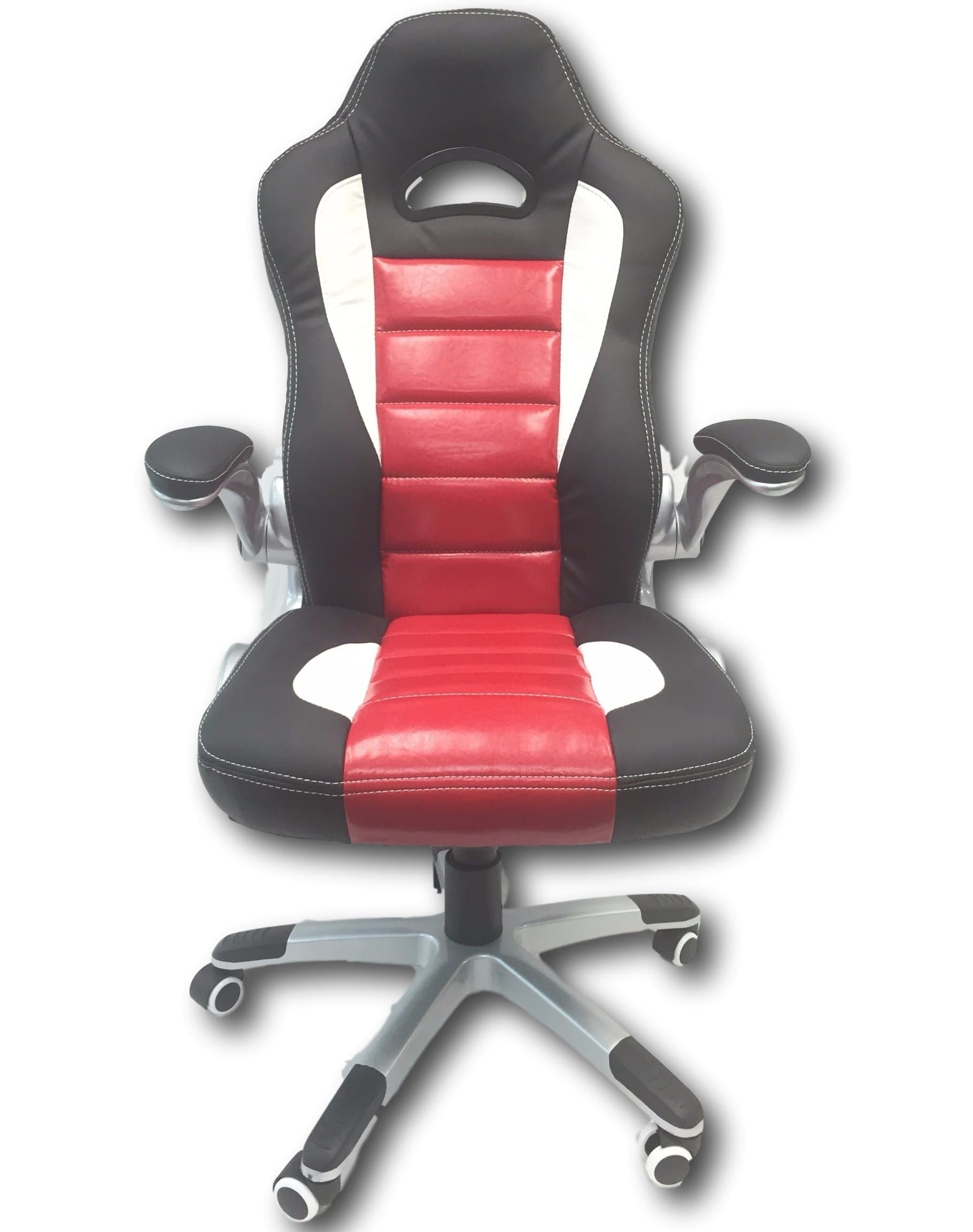 ViscoLogic Racecar Styled Office Chair High Back Leather Executive Computer Home Office Desk Swivel Chair YF 2738 BRW