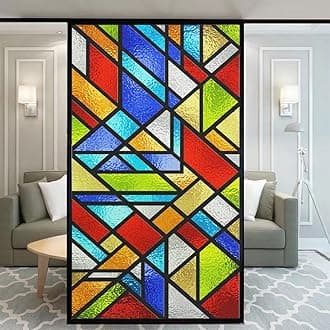 Stained Glass-Church Style Decorative Privacy Window Film Glue Free Static Cling Decals Heat Control Glass Sticker for Home Office W23.6 x H78.74(60x200cm)