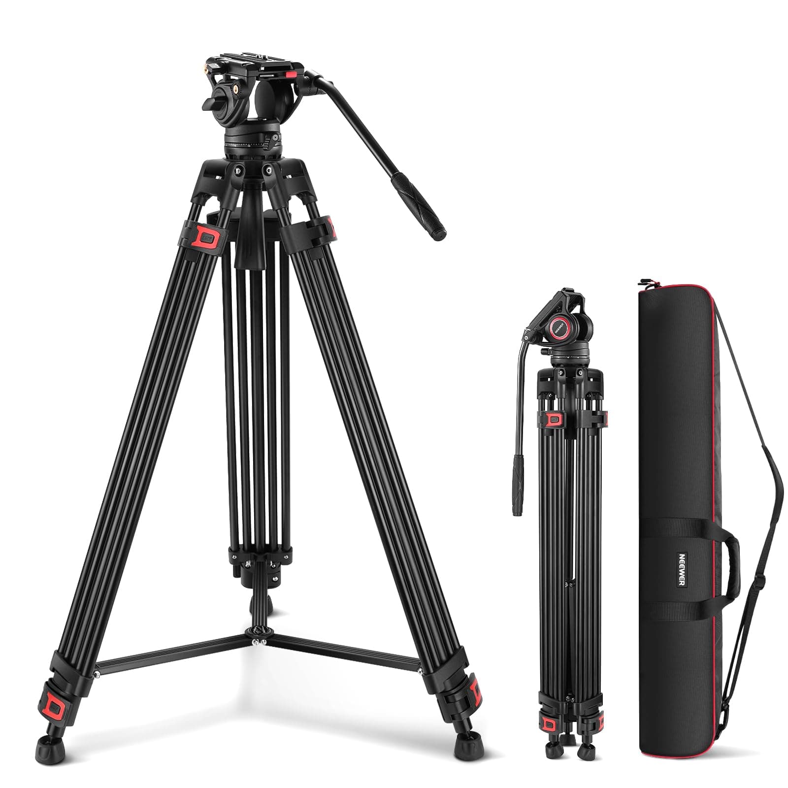 74 Inch Pro Video Tripod with Fluid Head