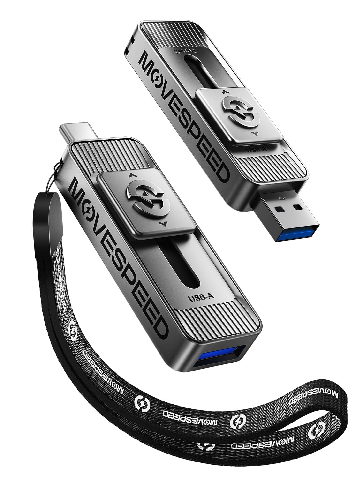 128GB Solid State Drives with Dual Ports & Push-Pull Design — 560MB/s Read Speed, Type C + USB 3.2 Drive Portable ssd for iPhone 15/16/Android/Mac