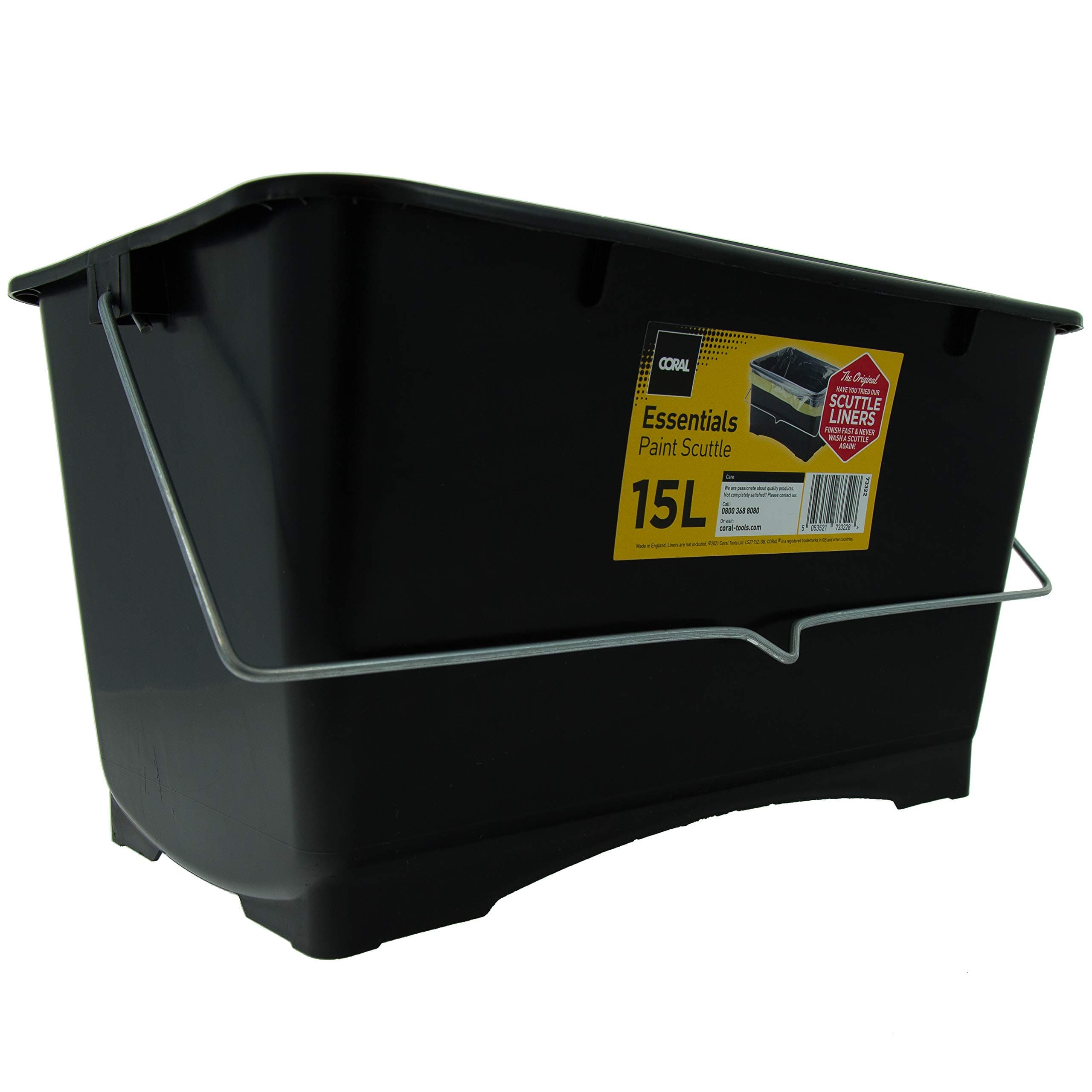 Coral 73322 Essentials Plastic Paint Scuttle Container with Metal Handle for Paints and Paste 15 Litre