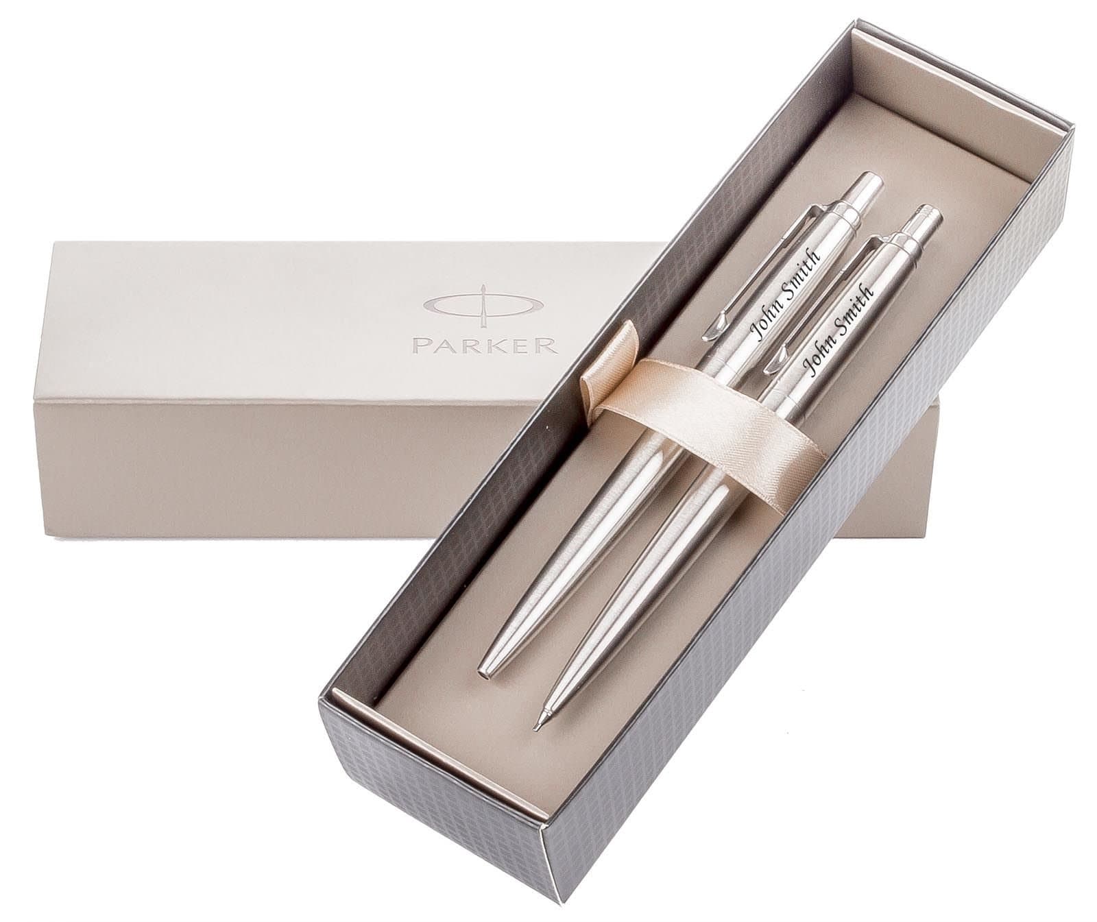 Personalized / Engraved Parker Jotter Silver Pen & Pencil Gift Set