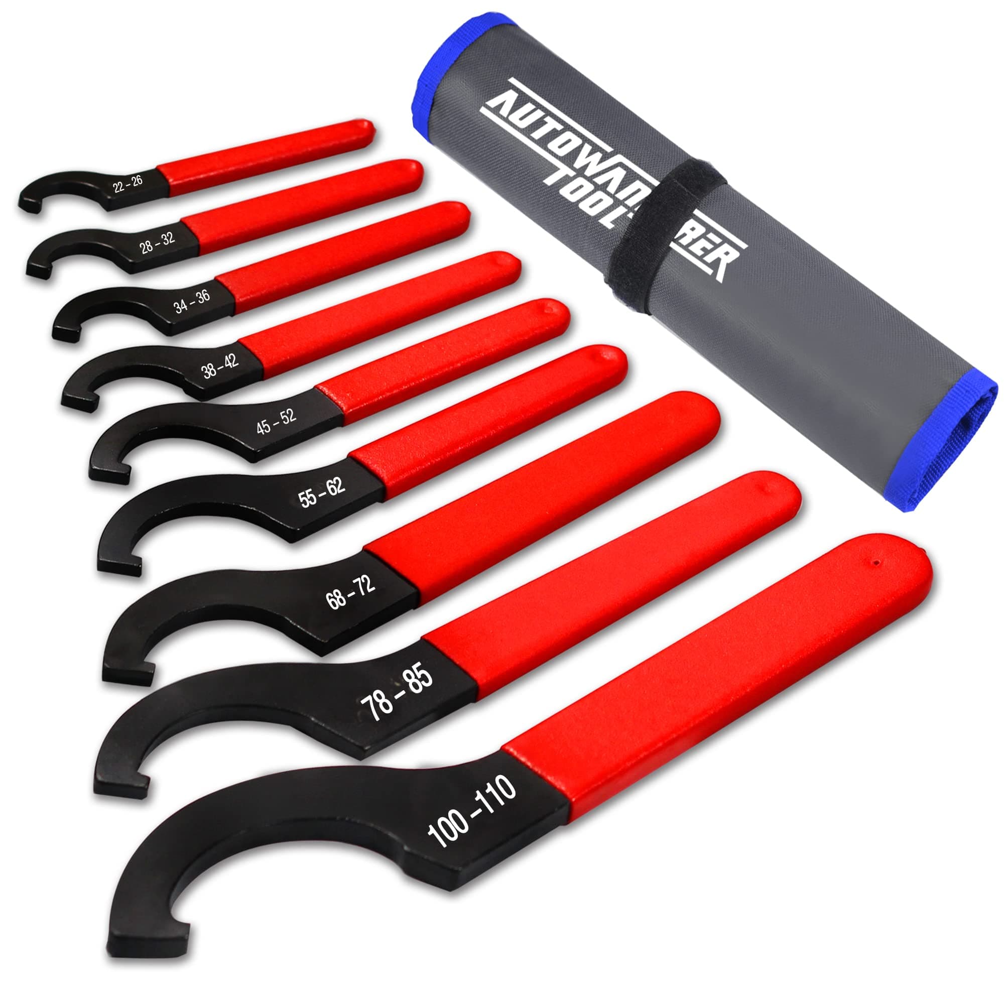 9Pcs Coilover Spanner Wrench Set, Adjustable Shock Wrench Universal Carbon Steel Spanners for Most Coil Over Shock Adjustments (Blue)