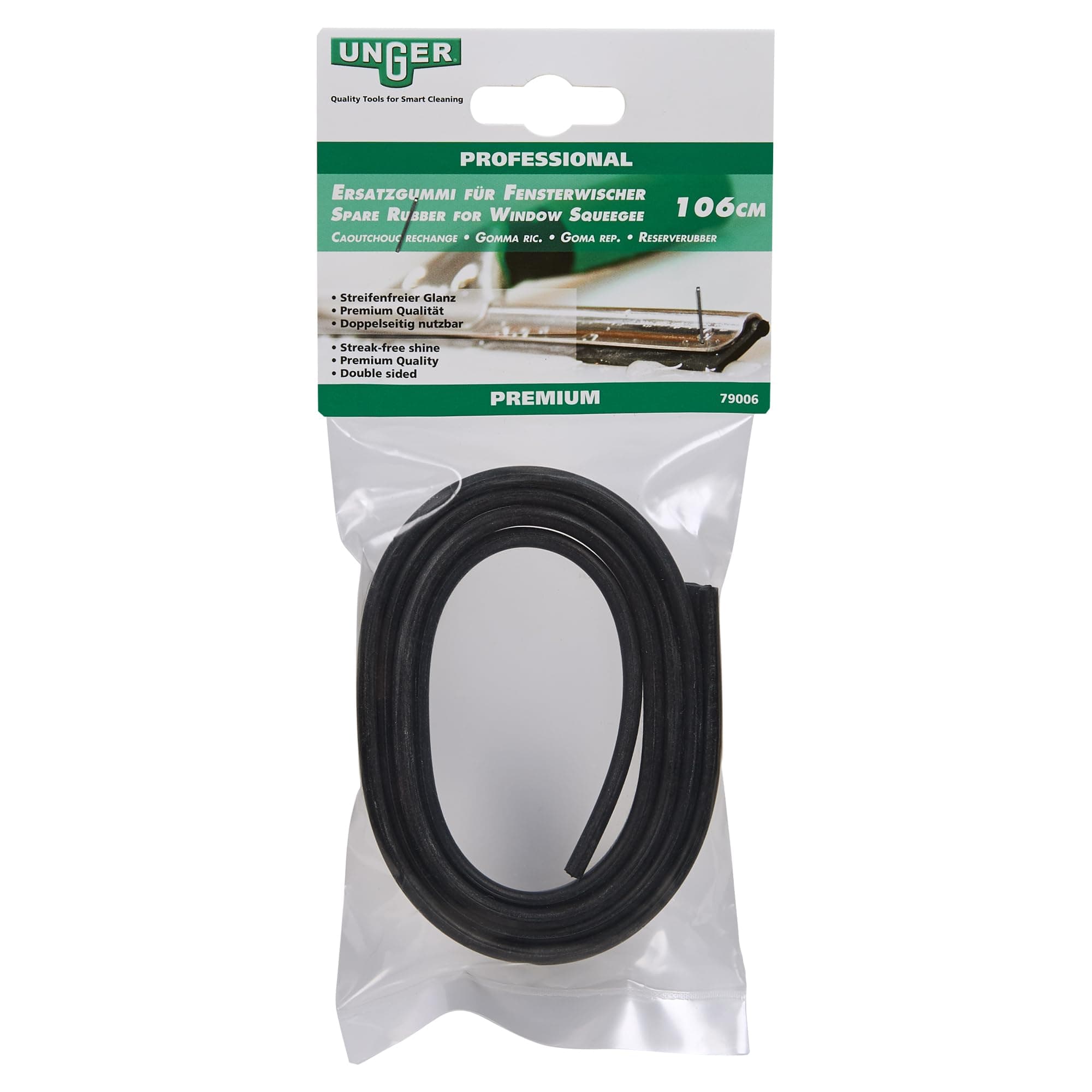 UNGER Window Cleaning Squeegee Blade Replacement - Soft Rubber 106cm Adjustable Size Strip - Professional Quality, Double Sided Premium Rubber