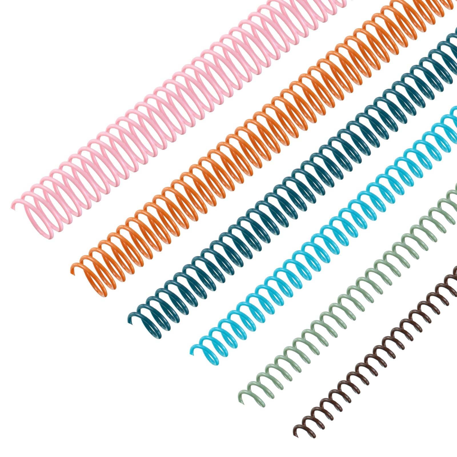 Leinuosen 120 Pack Plastic Spiral Binding Coils Kit Spirals Multi Size Coils for Binding Binder Combs Spines(1/4 5/16 3/8 1/2 5/8 3/4 Inch,Pastel Color)