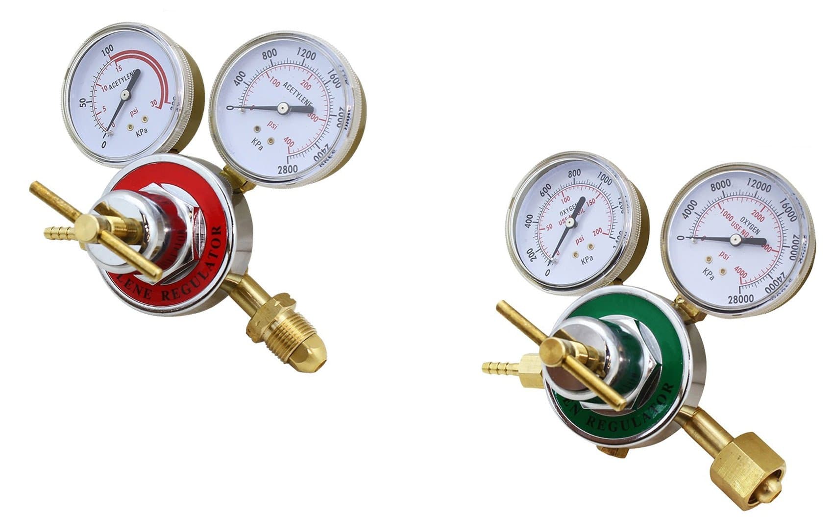 Voyager Tools 2 Piece Set Oxygen & Acetylene Regulator Harris Type Large Tank Gauge Welding