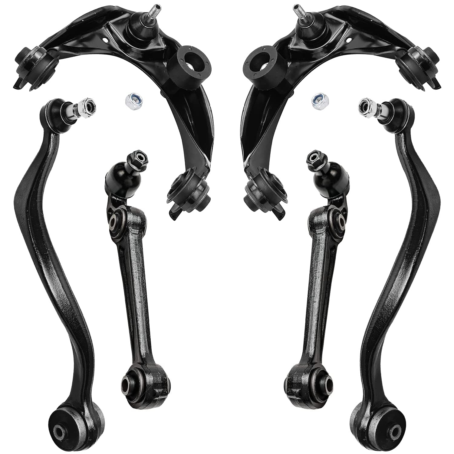 Detroit Axle - Front Lower Upper Control Arms w/Ball Joints Replacement for 2007-2012 Ford Fusion Lincoln MKZ Mercury Milan - 6pc Set