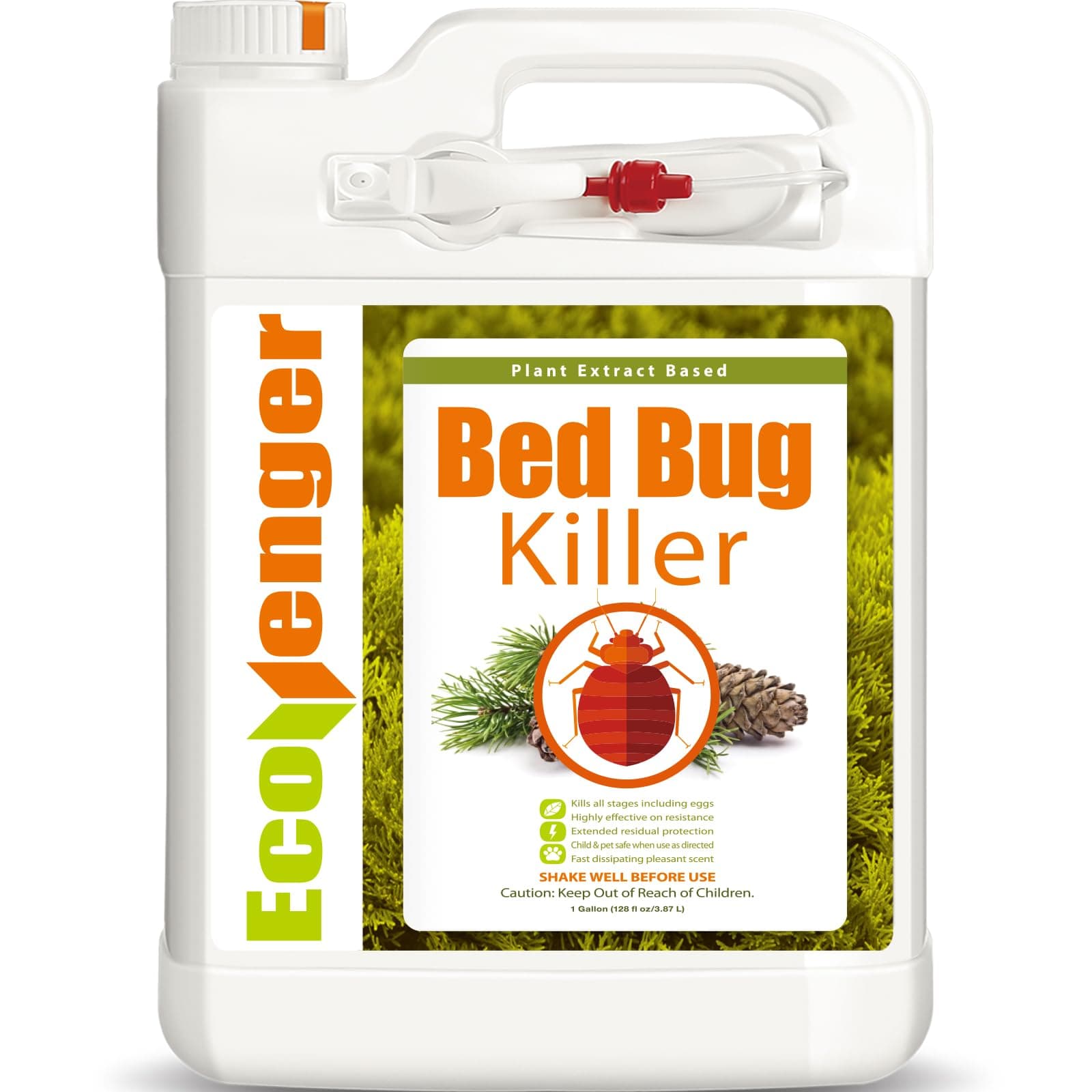 EcoVenger (Formerly EcoRaider) Bed Bug Killer with Remote Sprayer 1Gal - Kills 100% All Stages on Contact- Kills Resistant Bugs- Kills Eggs- 14 Day Residual Protection- Non-toxic- Child & Pet Friendly