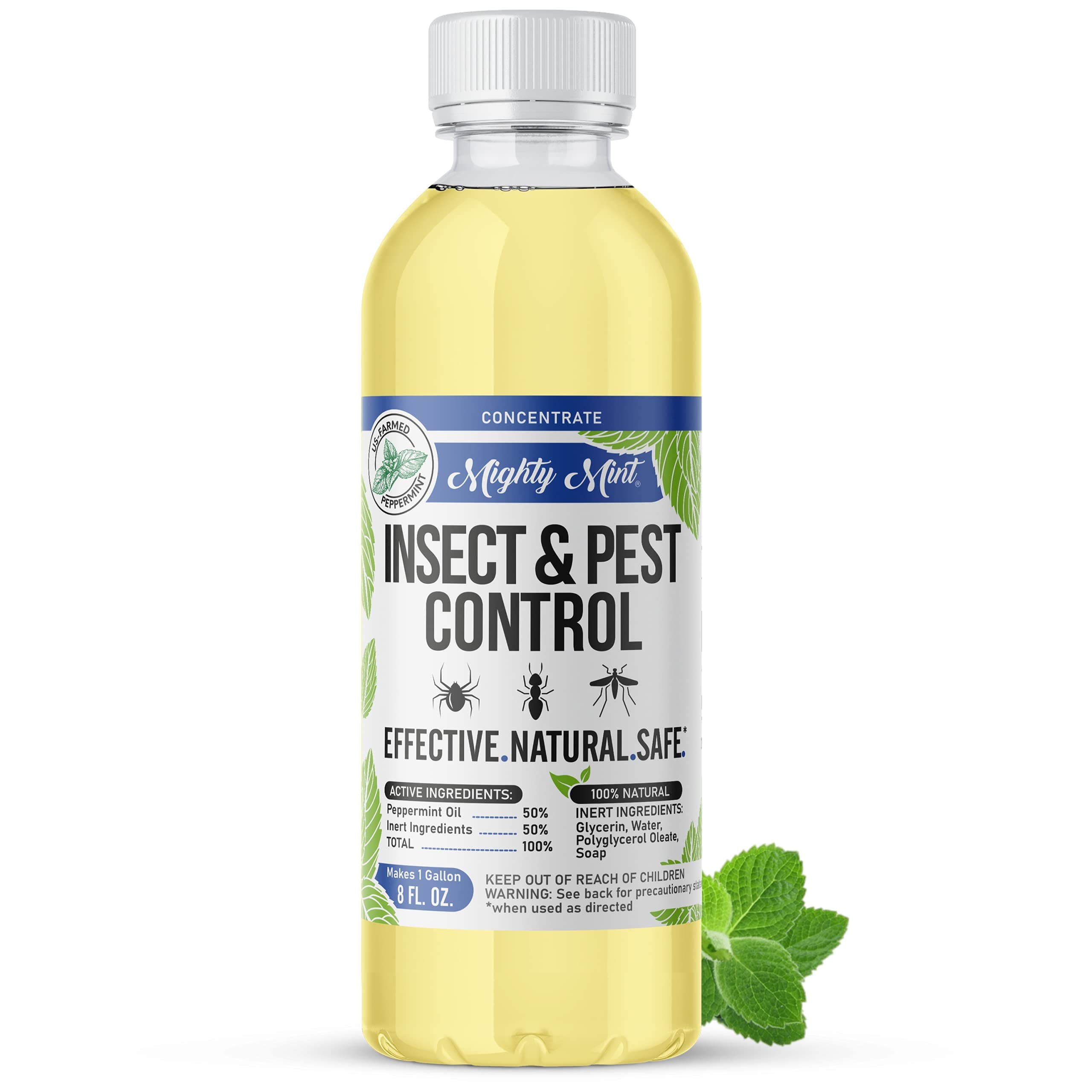 Insect & Pest Control Peppermint Concentrate 8 oz - Makes 1 Gallon - Plant-Based Formula Kills and Prevents Spiders, Ants, Flying Insects, and More