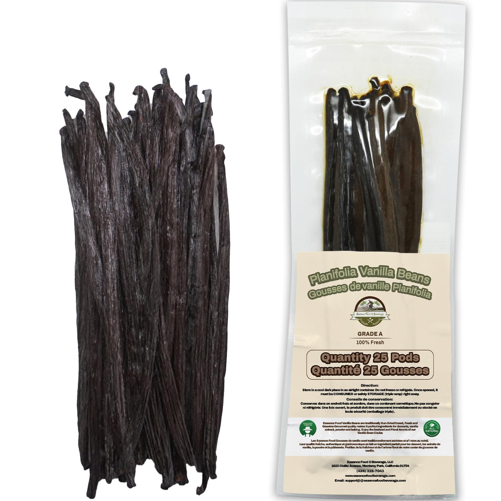 25 Vanilla Beans For Making Vanilla Extract Grade A - NON-GMO Planifolia Vanilla Beans Bulk, 6-8 Inches