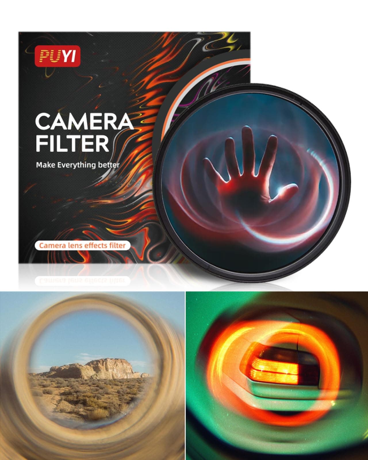 Camera Vortex Effect Filter, 67MM Prism Film Special Effects Glass Lens Photography Accessories for DSLR Cinematice Video and Photo, Filter Pouch Included