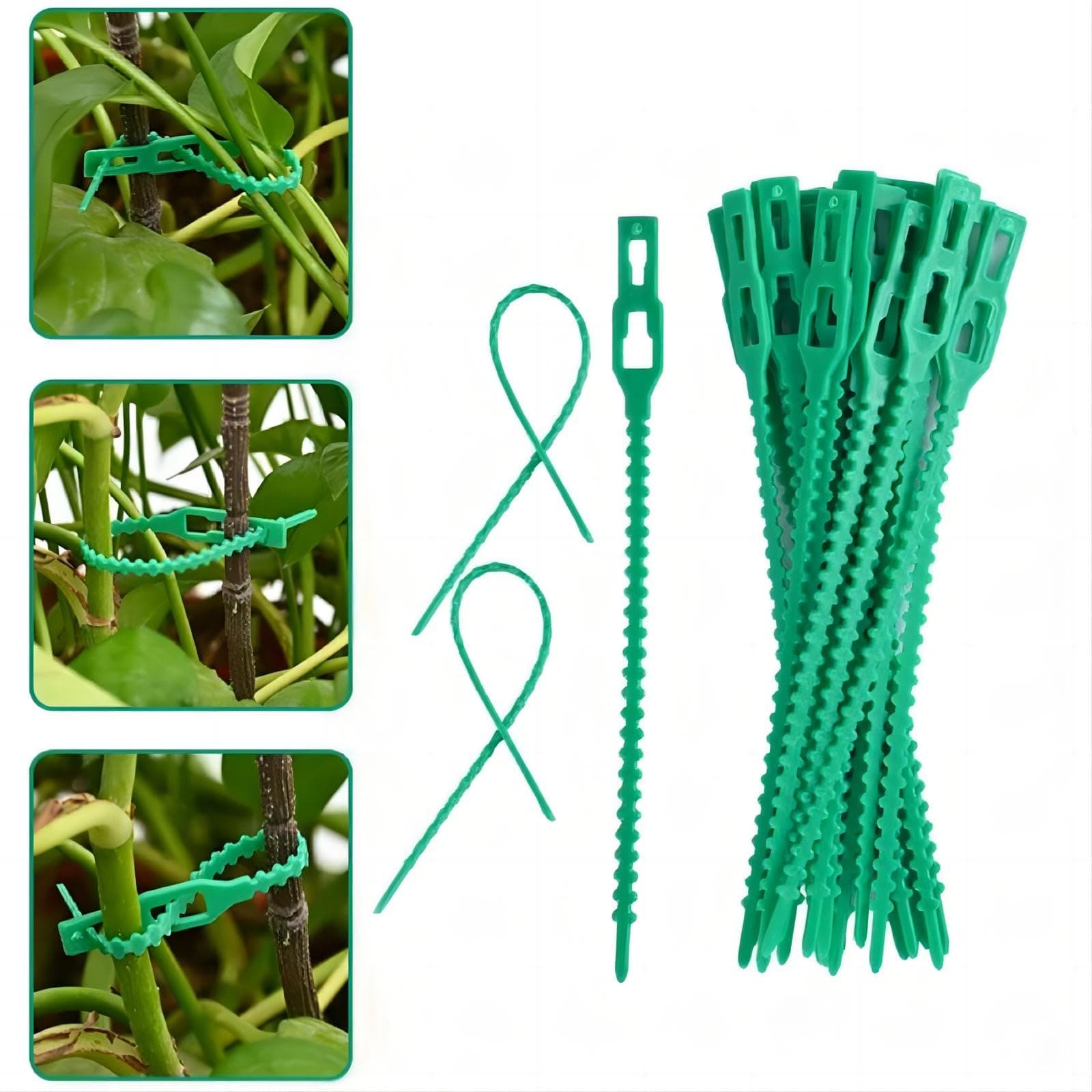 Sunkizzrs® Plant Ties Strap (100-Pcs x 17cm)—Reusable, Adjustable, Gentle Plant Support Ties for Effective Growing—Multi-Use Support Tie Tape for Gardening, Wire Organizer, Cable Management (Plastic)