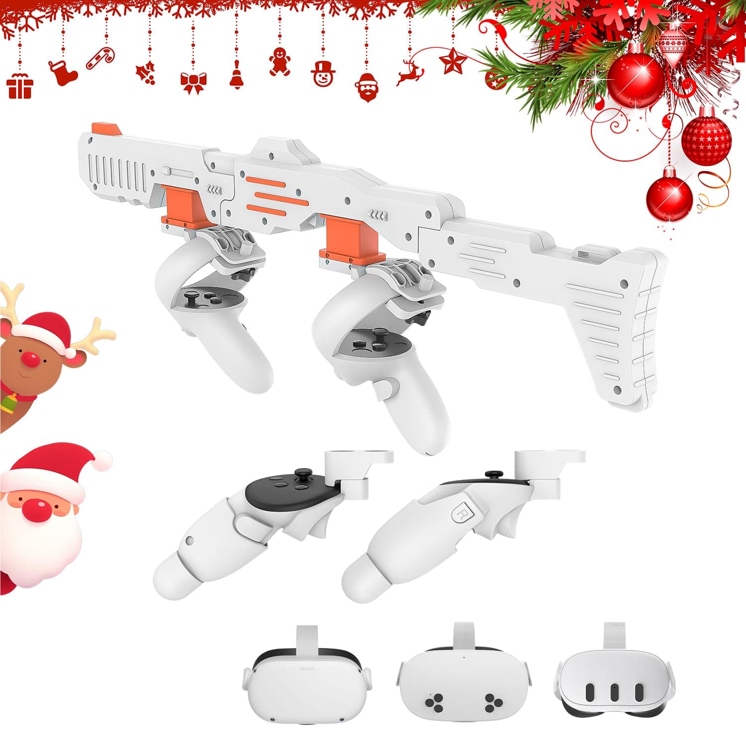 Tyasoleil VR Handle Accessories for Meta Quest 2 & 3, Humanized Weighted Stock for Quest 3S/3S Xbox Edition, Enhance Control Feel, Realistic FPS Gaming Experience (White)