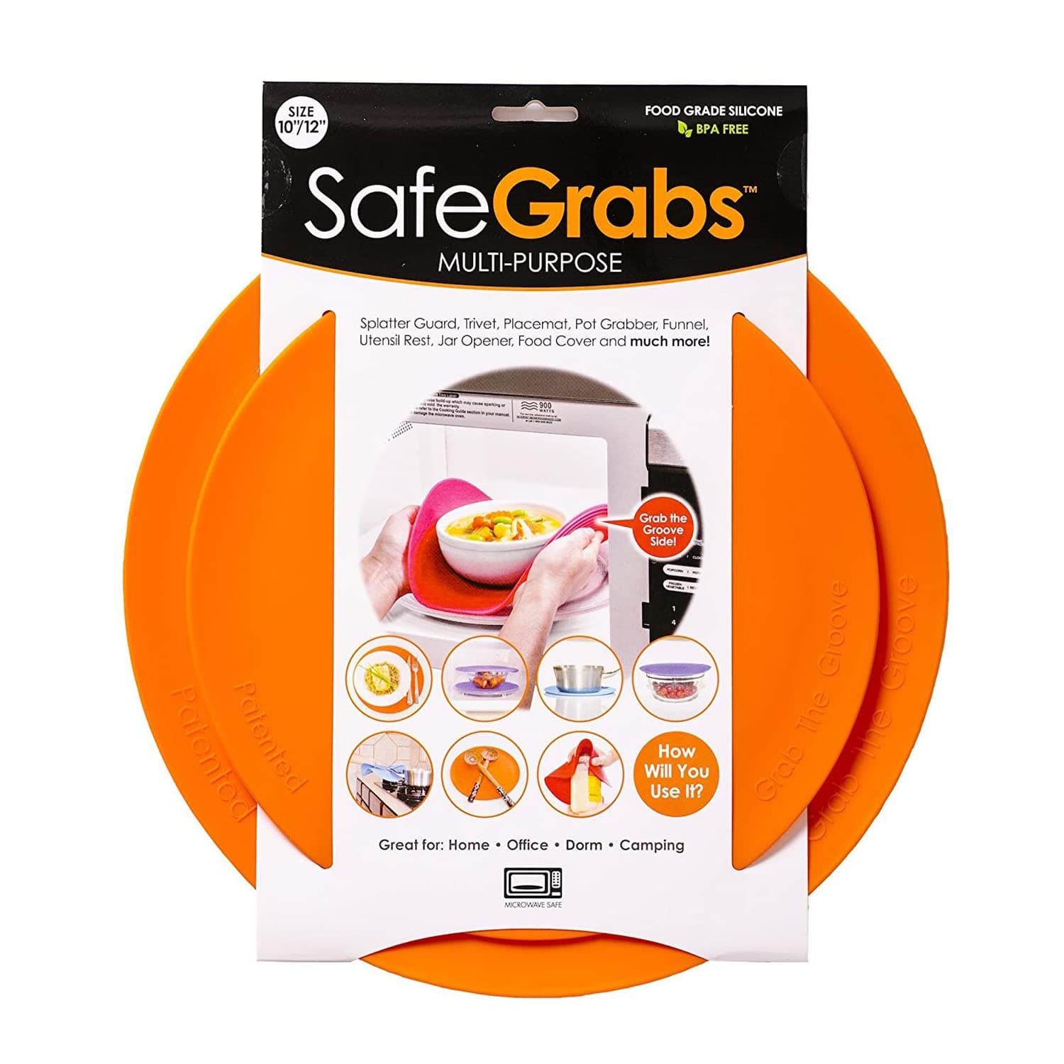 Multi-Purpose Silicone - Original Microwave Mat from Shark Tank | Splatter Guard, Trivet, Hot Pad, Pot Holder, Minimize Mess (BPA-Free, Heat Resistant, Dishwasher Safe), Set of 2, Orange