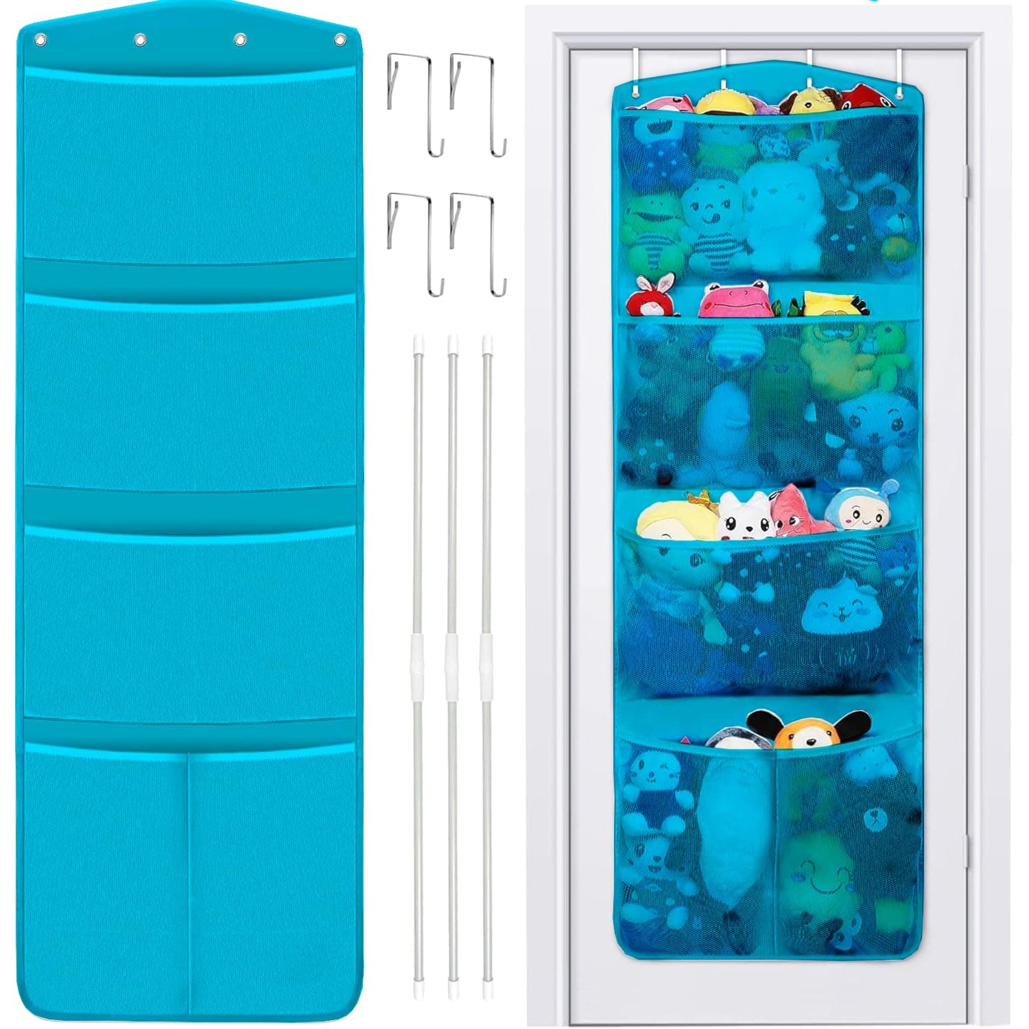 Sponsored Ad – Stuffed Animal Storage, with 3 Large Pockets and 2 Medium Pockets, Over The Door Organizer Storage for Closet, Baby, Plush Toy, Hanging Door Organizer for Nursery, Bedroom, Bathroom, Kids Room(Blue)