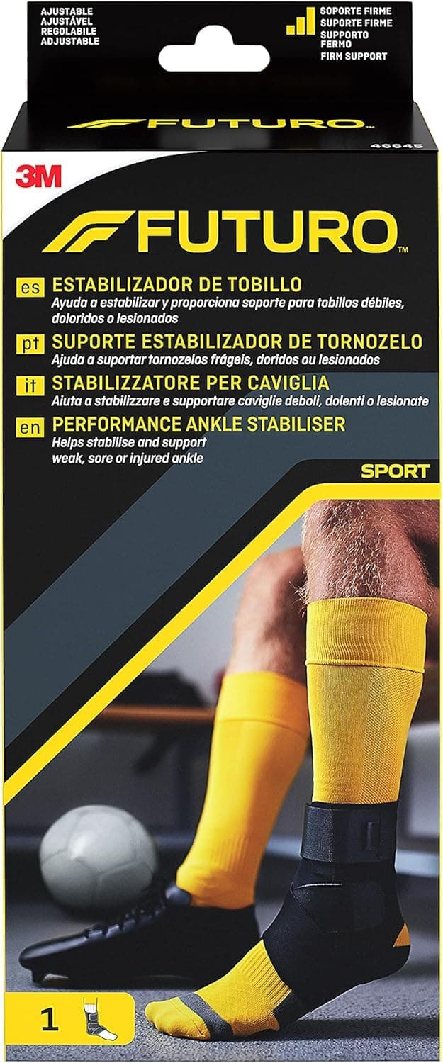 Performance Ankle Stabilizer, Adjustable, Black (20.3 - 25.4 cm) – Supports Stiff, Sore or Injured, Reinforced Side Stabilizer Helps Prevent Ankle Rolling and Re-injury