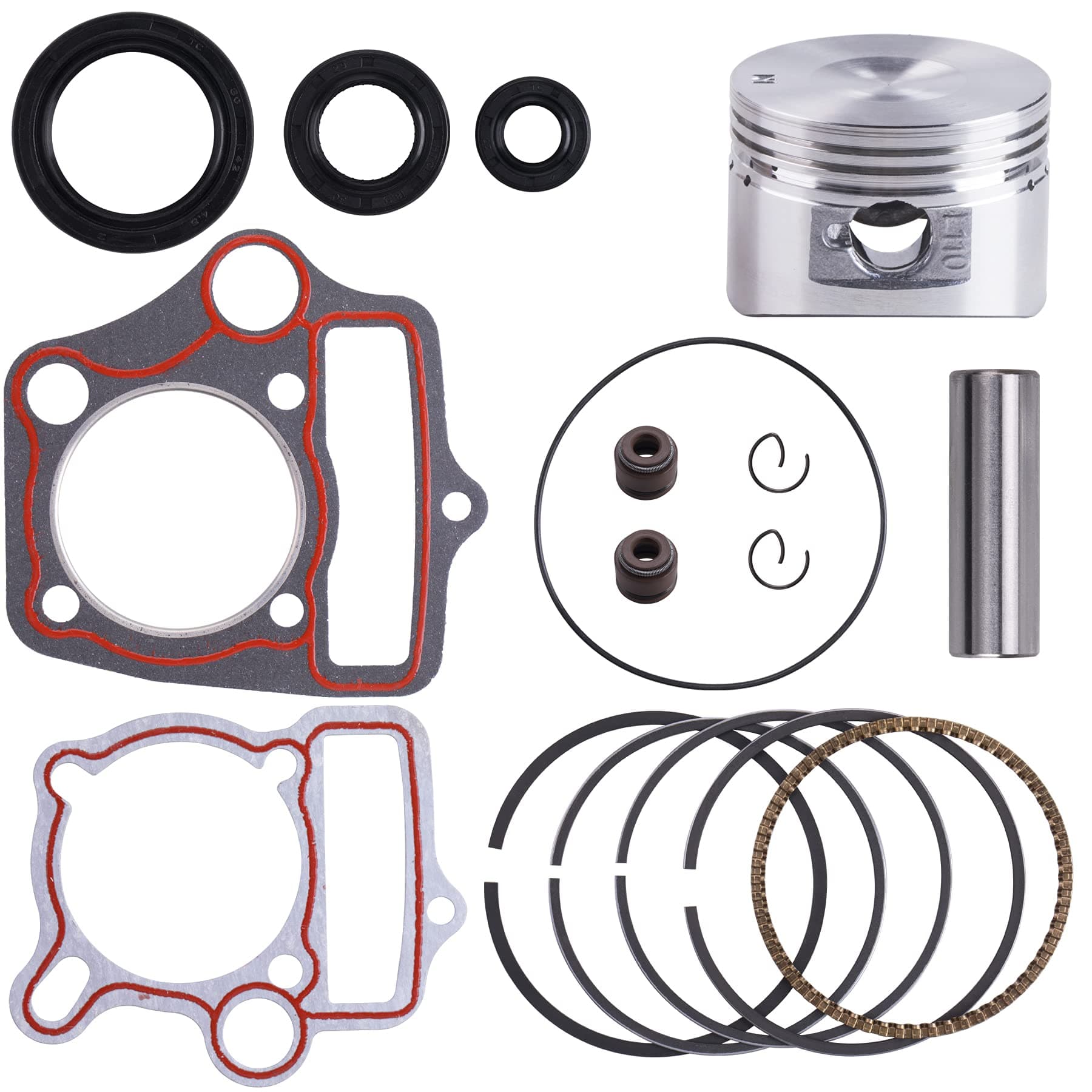 Piston Rings Gasket Set 52.4mm Bore Replacement for 110cc 125cc Kazuma Taotao Sunl Coolster Roketa BMS SSR ATV Pit Bike