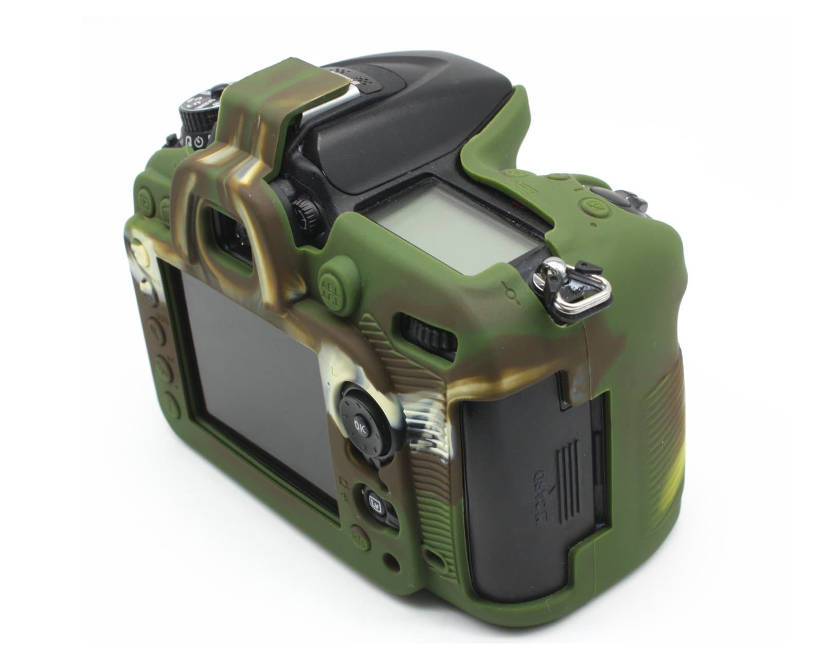 JUNIPA Professional Camera Silicone Rubber Housing Case Protective Cover for Nikon D7100 D7200 Digital SLR Camera - Army Green