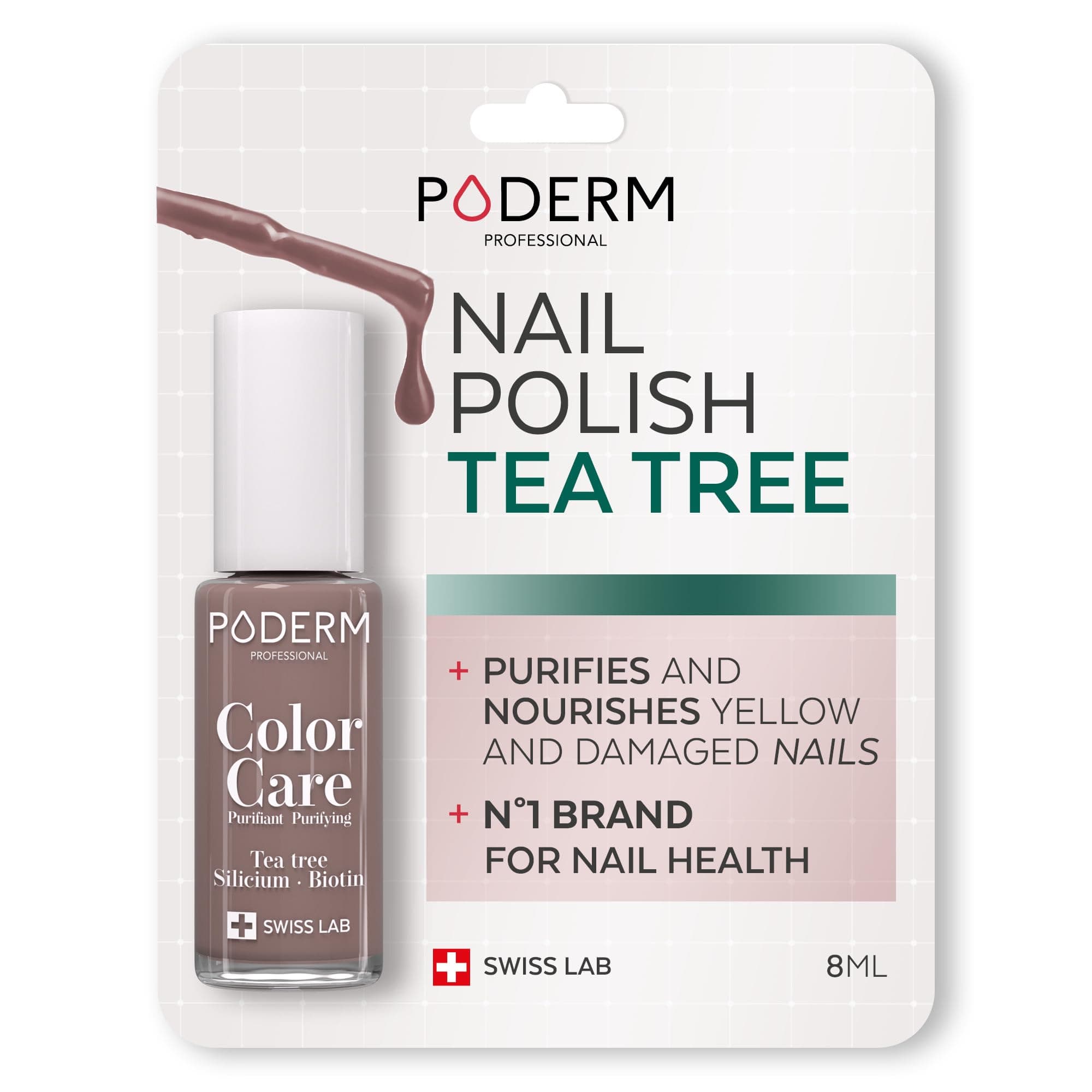 PODERM Nail Polish – Enriched with Tea Tree & Biotin – Improves Nail Appearance – Vegan Formula – For Hands & Feet – Swiss Made (Taupe)