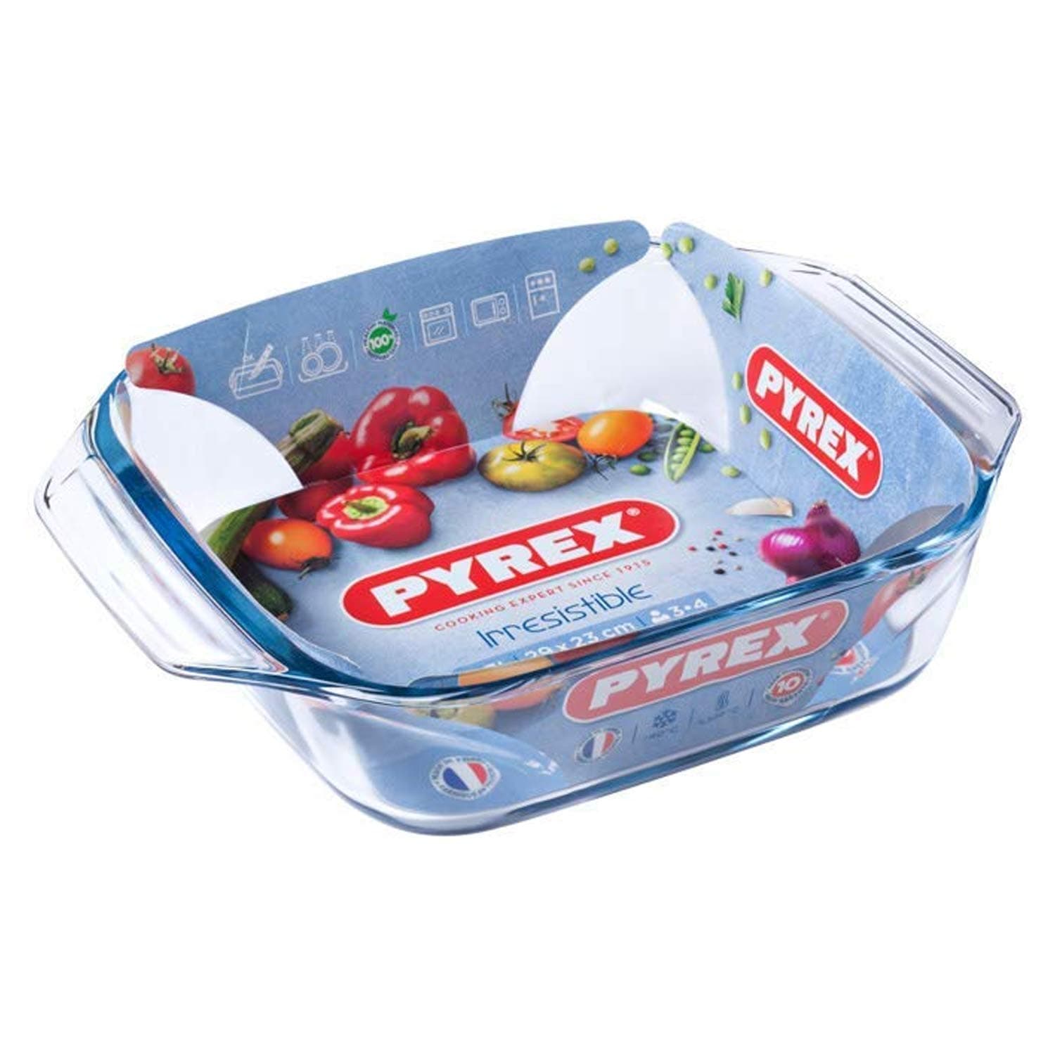 1 x Pyrex Irresistible 2.3L 2.3 Litre Square Roaster 29 x 23cm - Freezer, Oven, Microwave & Dishwasher Safe - Serves 3-4