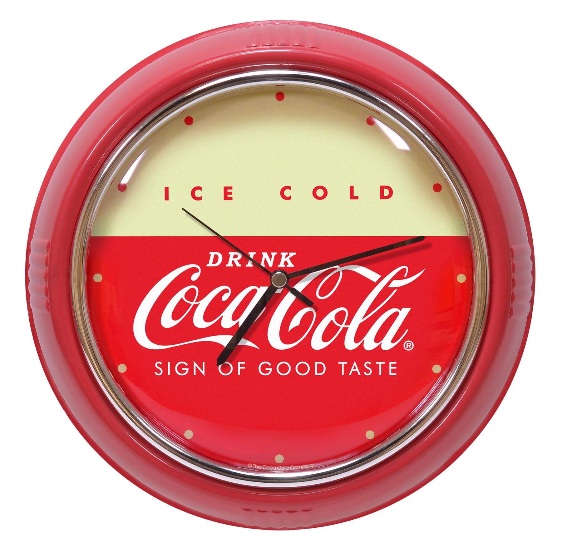 - Mark Feldstein & Associates Drink Coca Cola Retro Refrigerator Style Round Diner Wall Clock, Red, 10 Inch