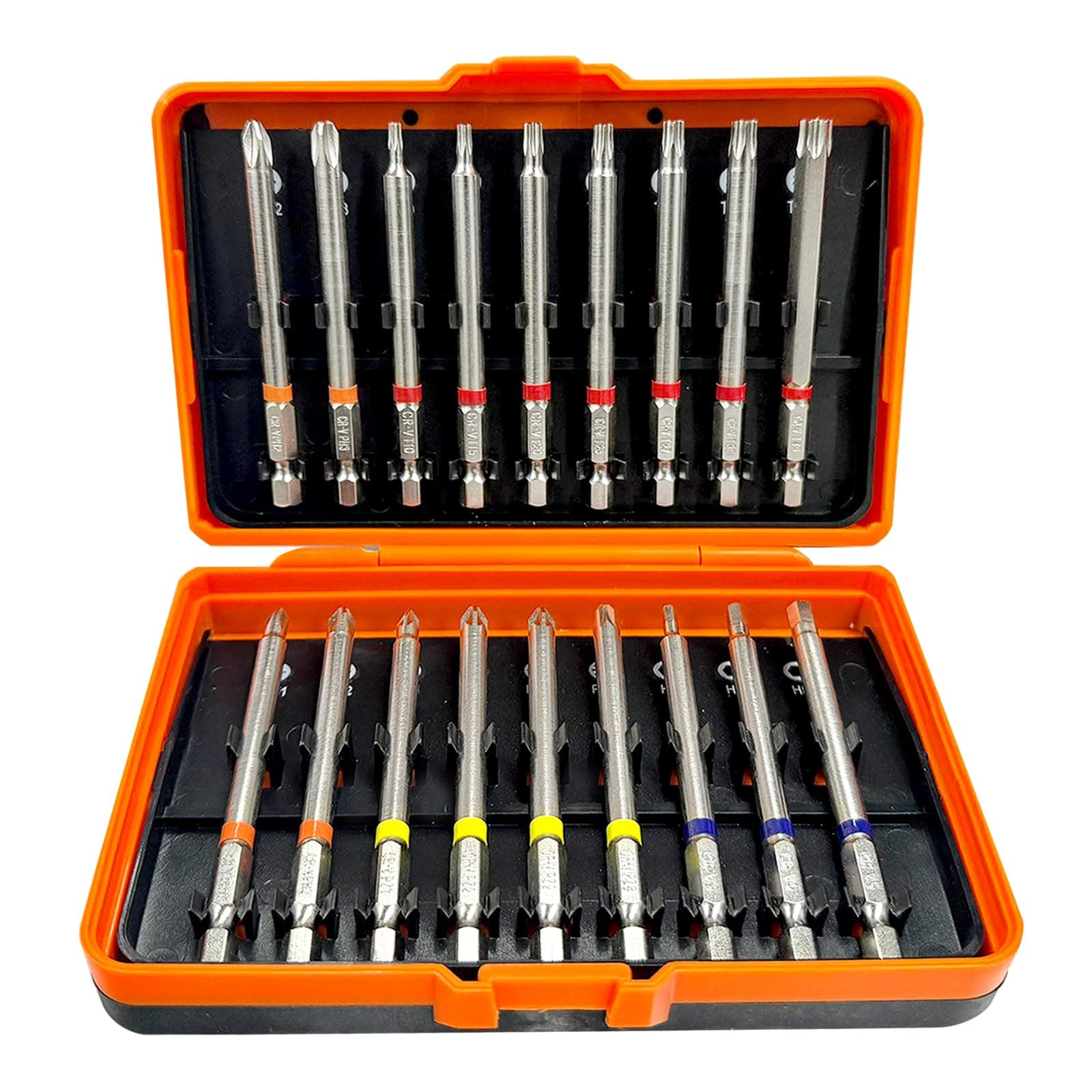 NORTOOLS 18 PCS 90mm CRV Long Screwdriver Bit Set with Hex Shank