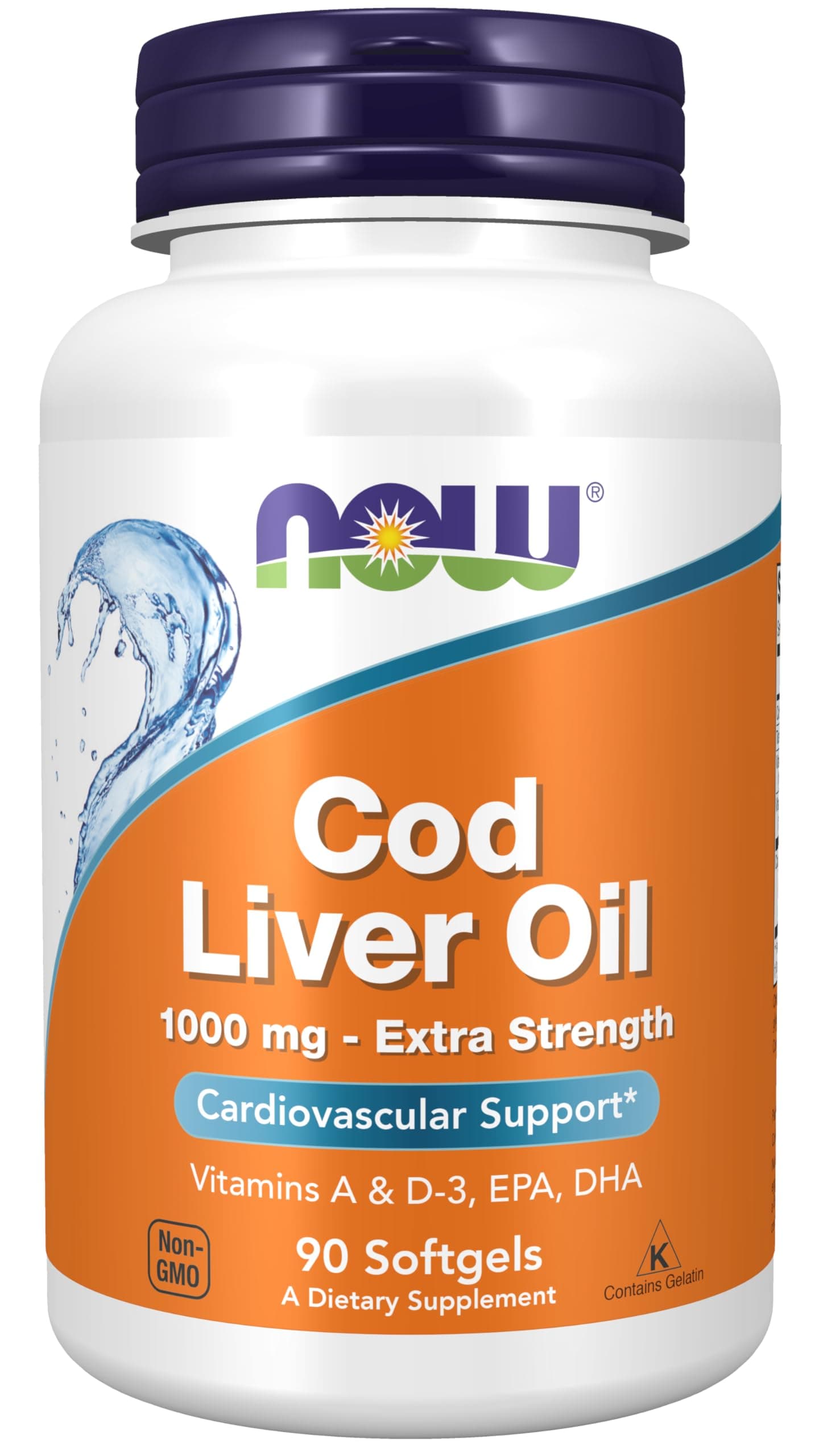 Supplements, Cod Liver Oil, Extra Strength 1,000 Mg With Vitamins A & D3, Epa, Dha, 90 Softgels
