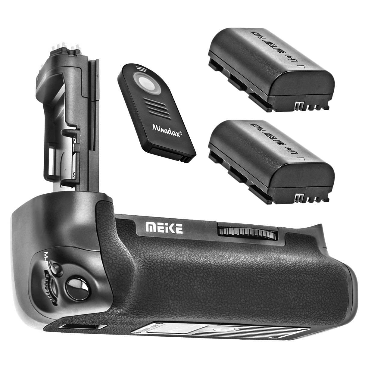 Meike Battery Grip Compatible with Canon EOS 7D Mark II + 2x Batteries such as LP-E6 + IR Trigger for Canon BG-E16