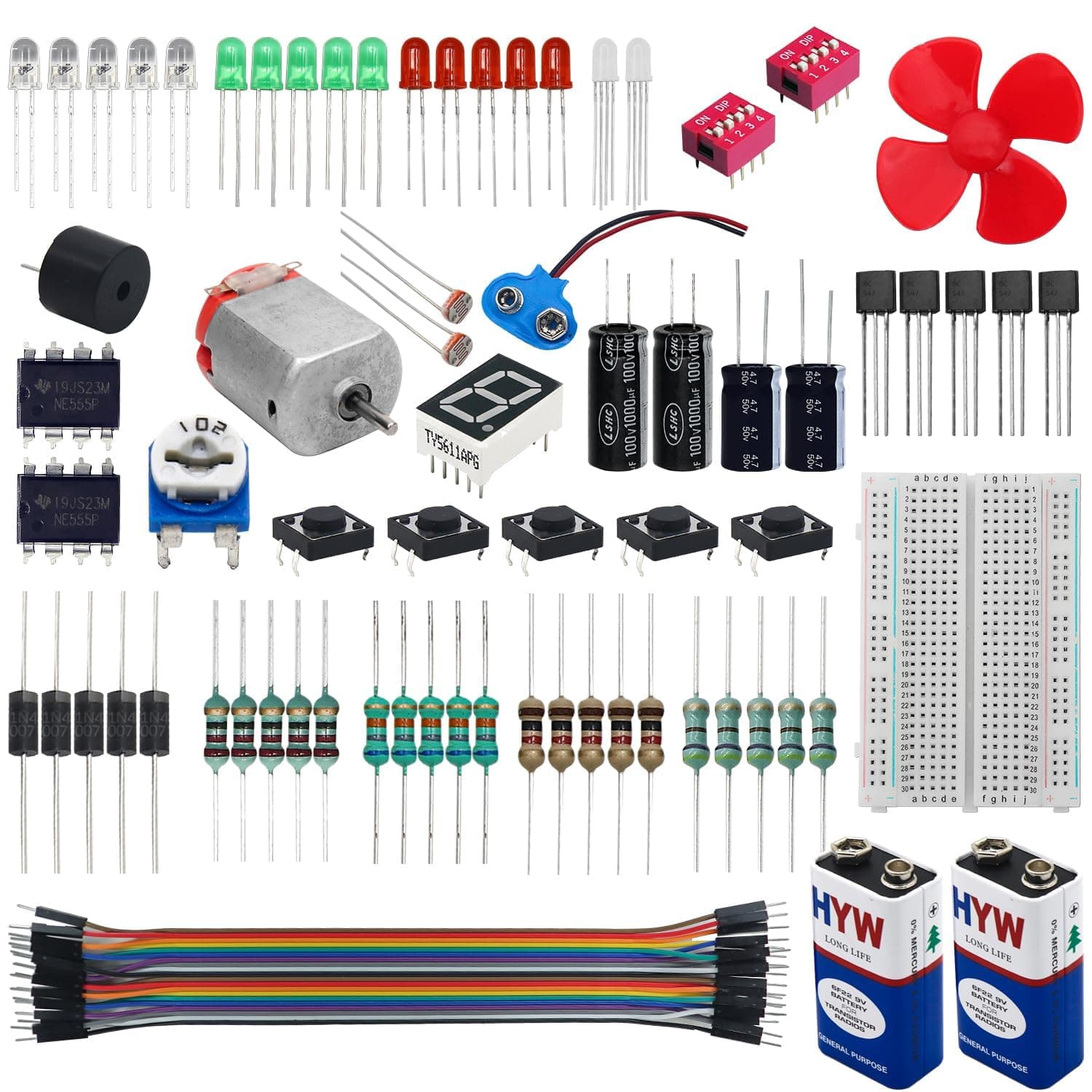 Electrobot Starter Kit (70 ITEMS) 20+ DIY Projects with Electronics Components Breadboard, LEDs, Resistors, Switches etc