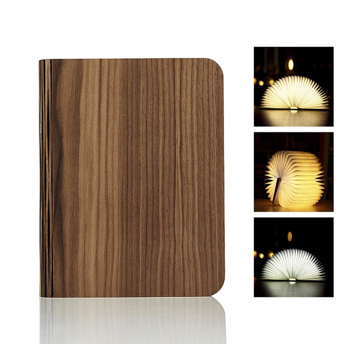 DIFLY Wooden Folding Led Book Shaped Light, USB Rechargeable Creative Mood Book Lamp Night Lights, Ideal as Book Lamp, Table Lamp, Wall Lamp, Floor lamp, Bedside Lamp and Desk Lamp (Three Colors)