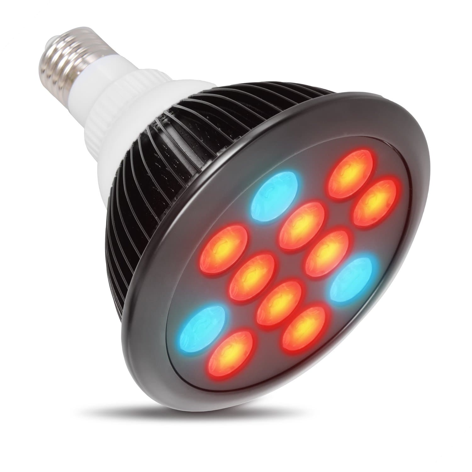 Chenci 12 LED Plant Grow Light Bulb, 24W E27(3 Blue LED & 9 Red LED) Hydroponic Lamp for Greenhouse/Indoor Garden (Black)