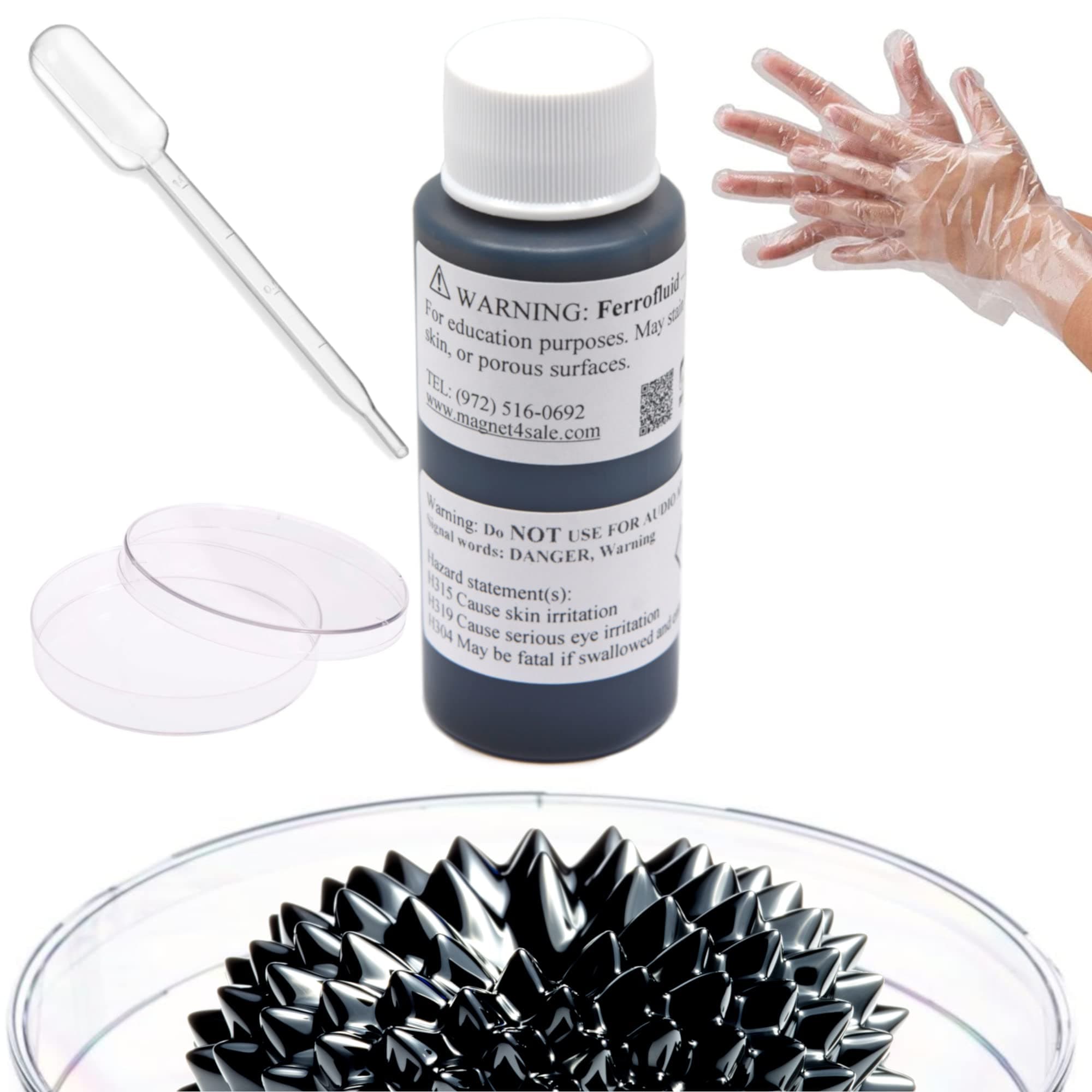 CMS Magnetics® Magnetic Ferrofluid for Fun! 2 OZ. Packed with Gloves, Petri Dish and Dropper